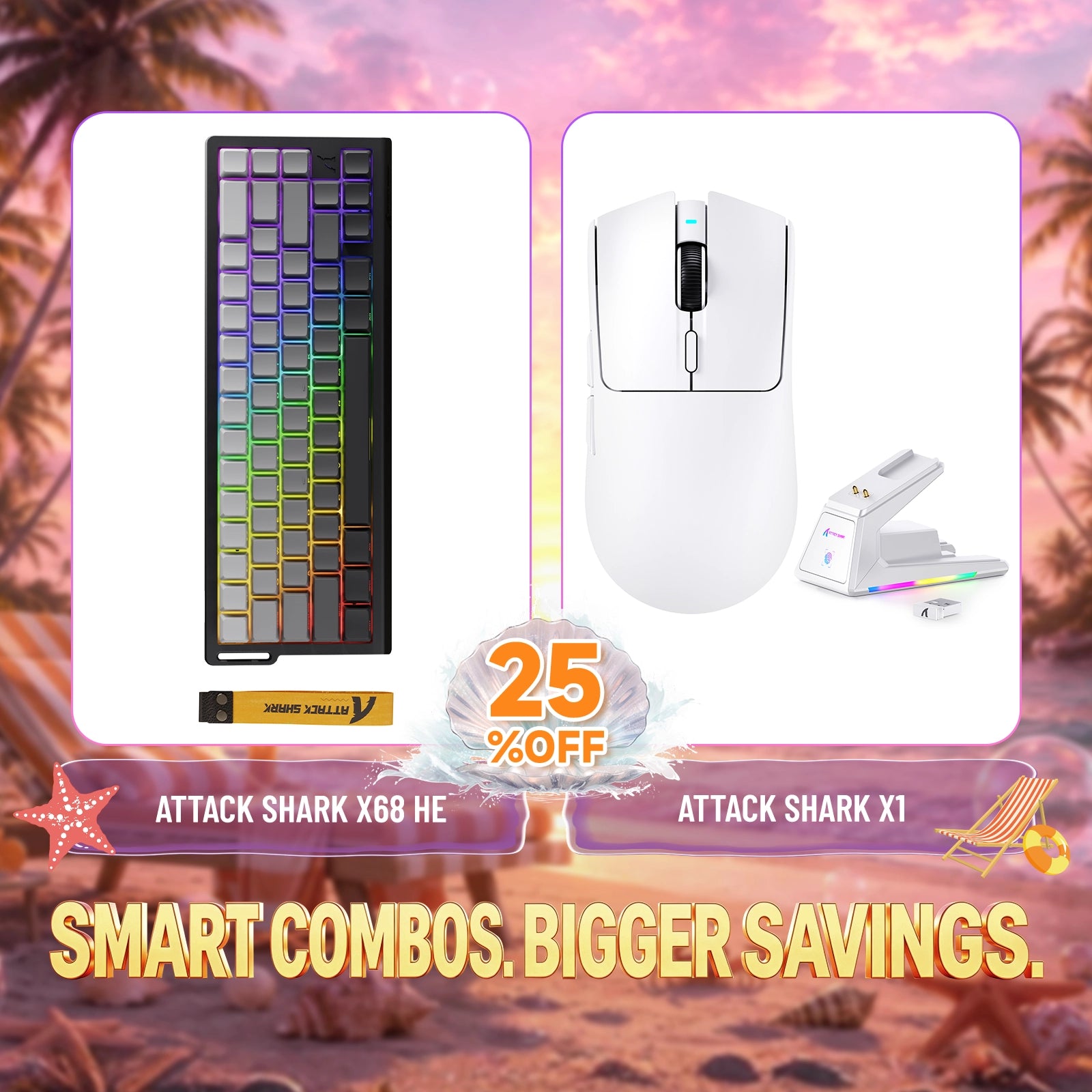 Paquete ATTACK SHARK X68HE teclado Rapid Trigger + ratón para juegos inalámbrico X1