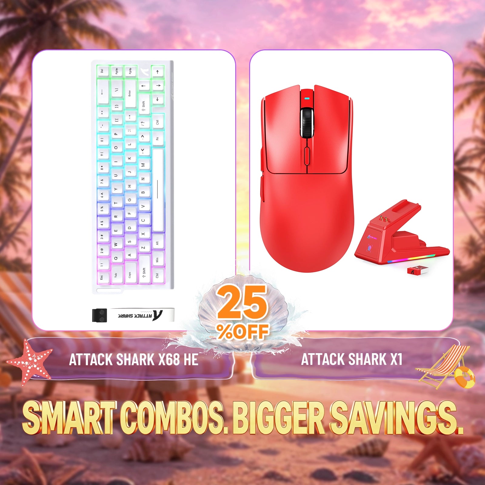 Paquete ATTACK SHARK X68HE teclado Rapid Trigger + ratón para juegos inalámbrico X1