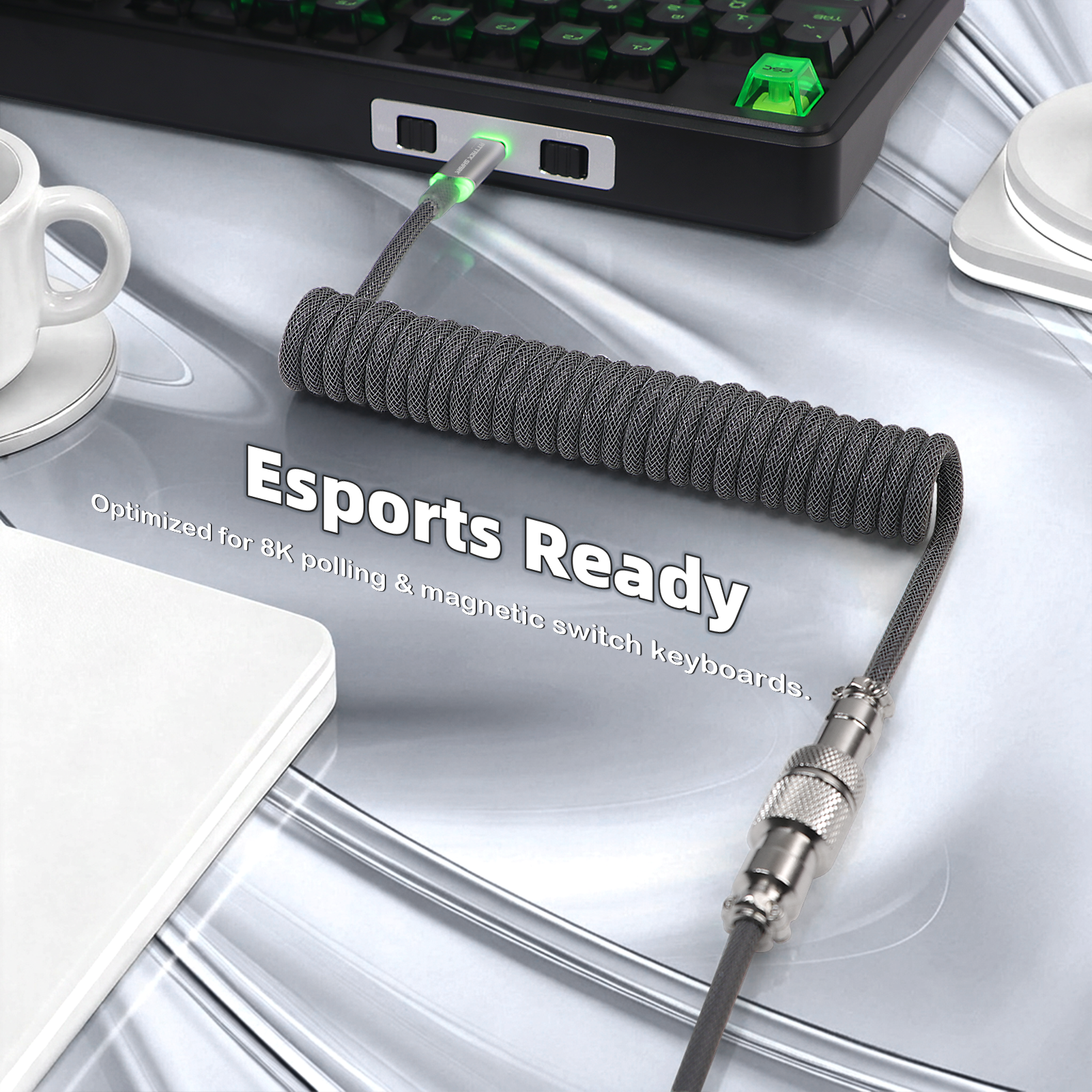 Cable en espiral ATTACK SHARK C01ULTIMATE para teclado magnético 8KHz
