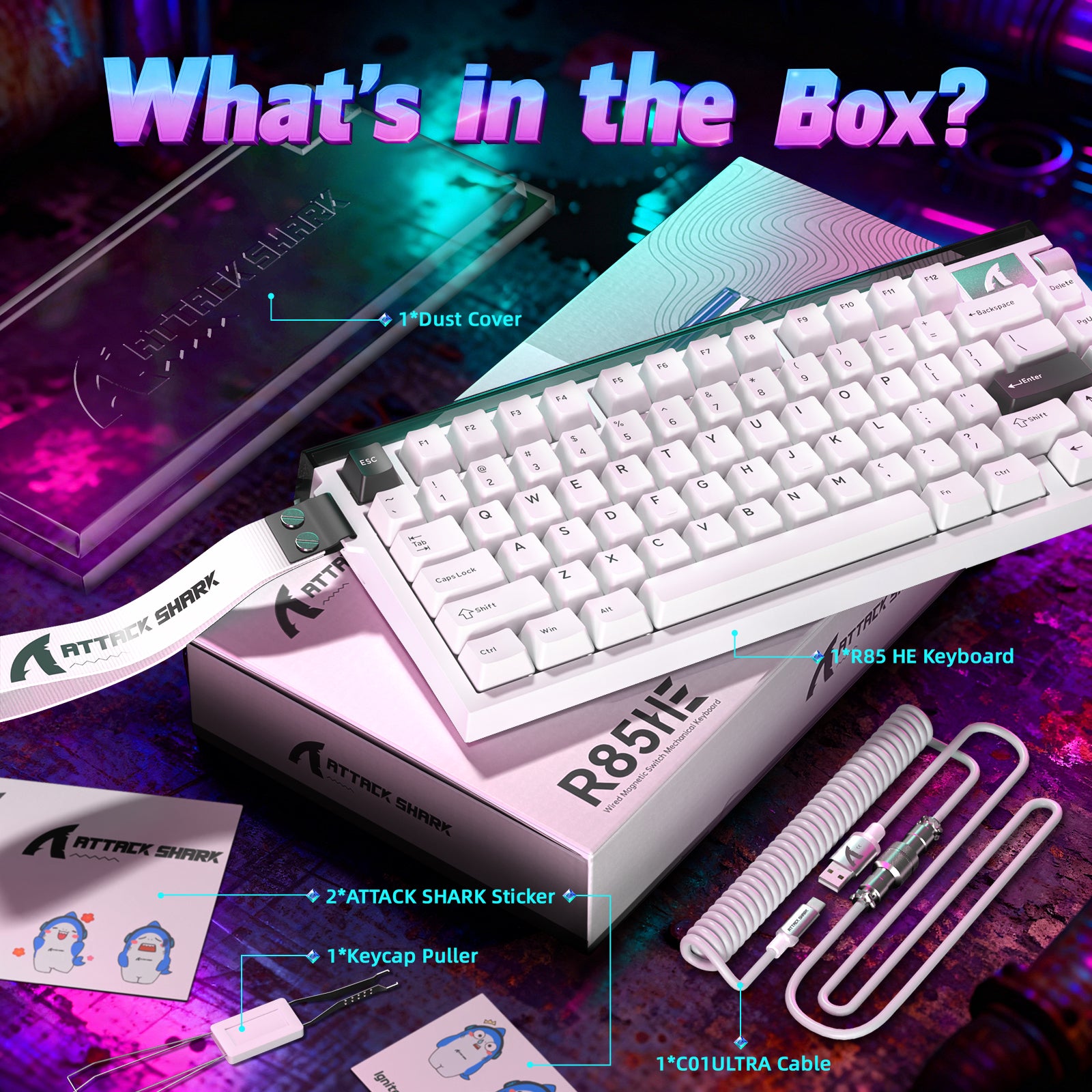 Teclado ATTACK SHARK R85 HE Rapid Trigger con cable LED C01ULTRA