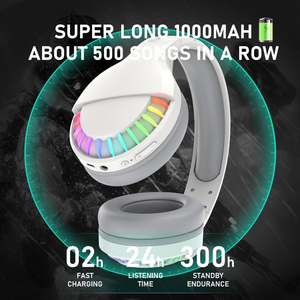 ATTACK SHARK x MAMBASNAKE SH33 wireless headset with rainbow RGB lights and 1000mAh battery