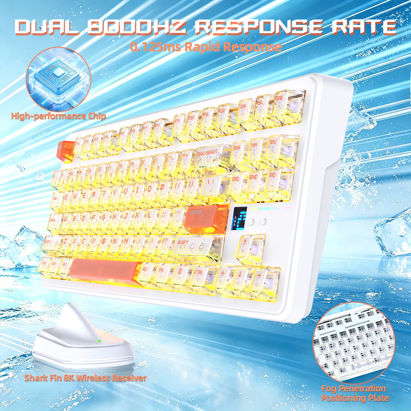 Teclado de juego inalámbrico ATTACK SHARK X87 ULTRA con receptor 8KHz y cable en espiral RGB