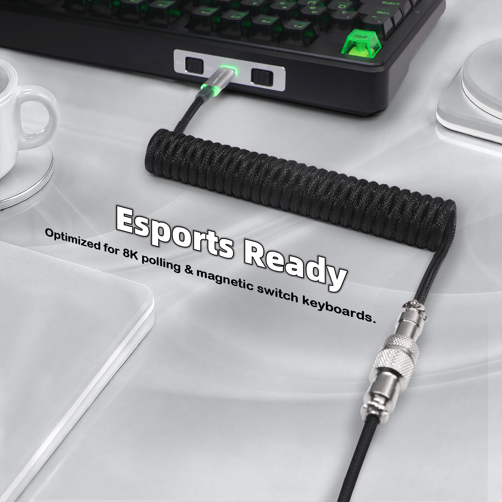 Cable en espiral ATTACK SHARK C01ULTIMATE para teclado magnético 8KHz