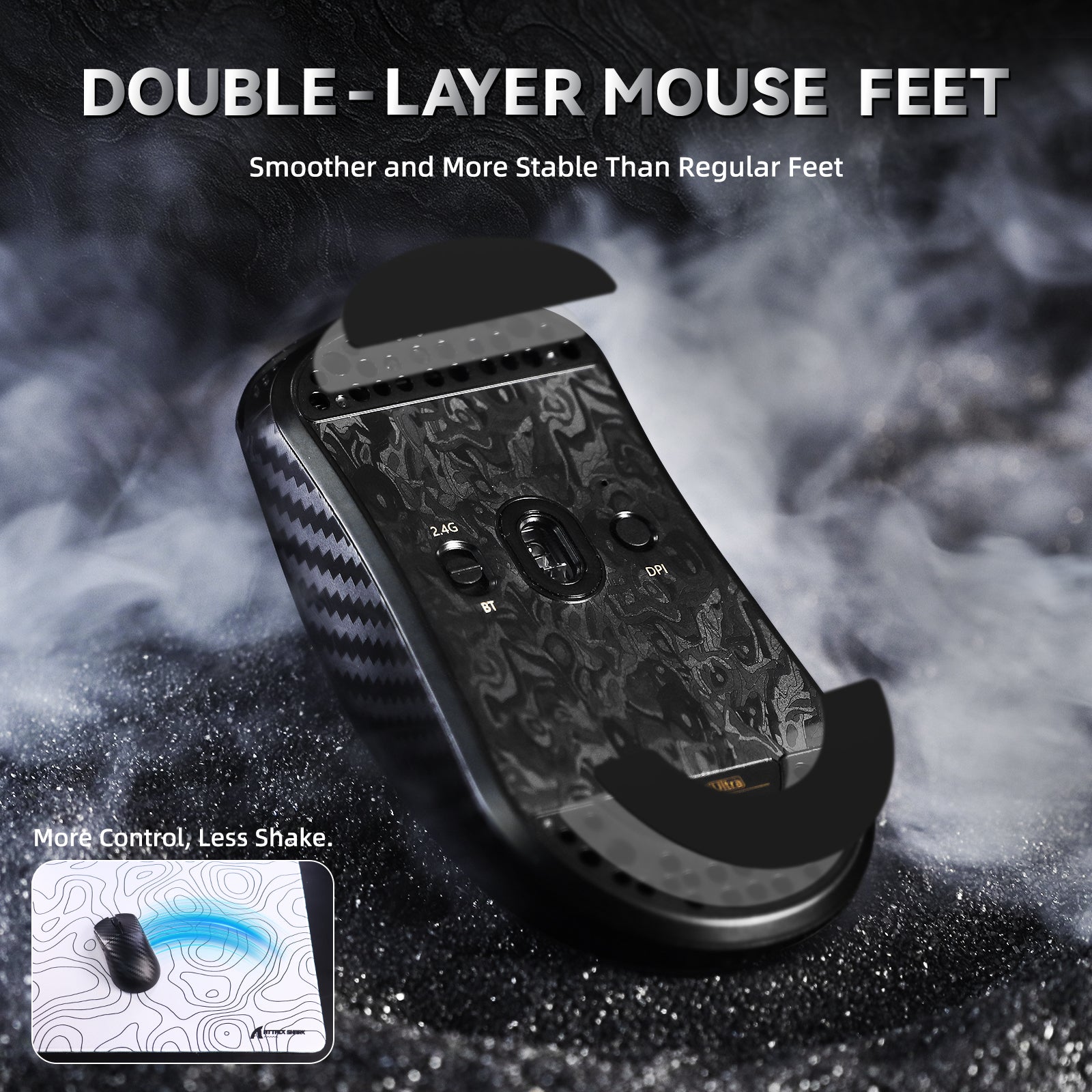 Ratón gaming inalámbrico ATTACK SHARK R11 ULTRA 8K de fibra de carbono PAW3950MAX