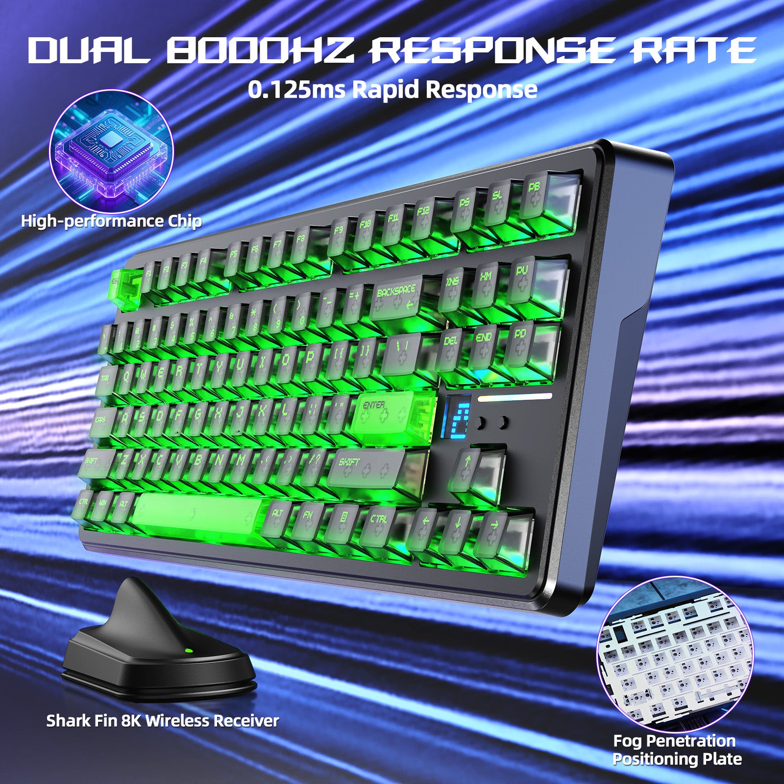 Teclado de juego inalámbrico ATTACK SHARK X87 ULTRA con receptor 8KHz y cable en espiral RGB