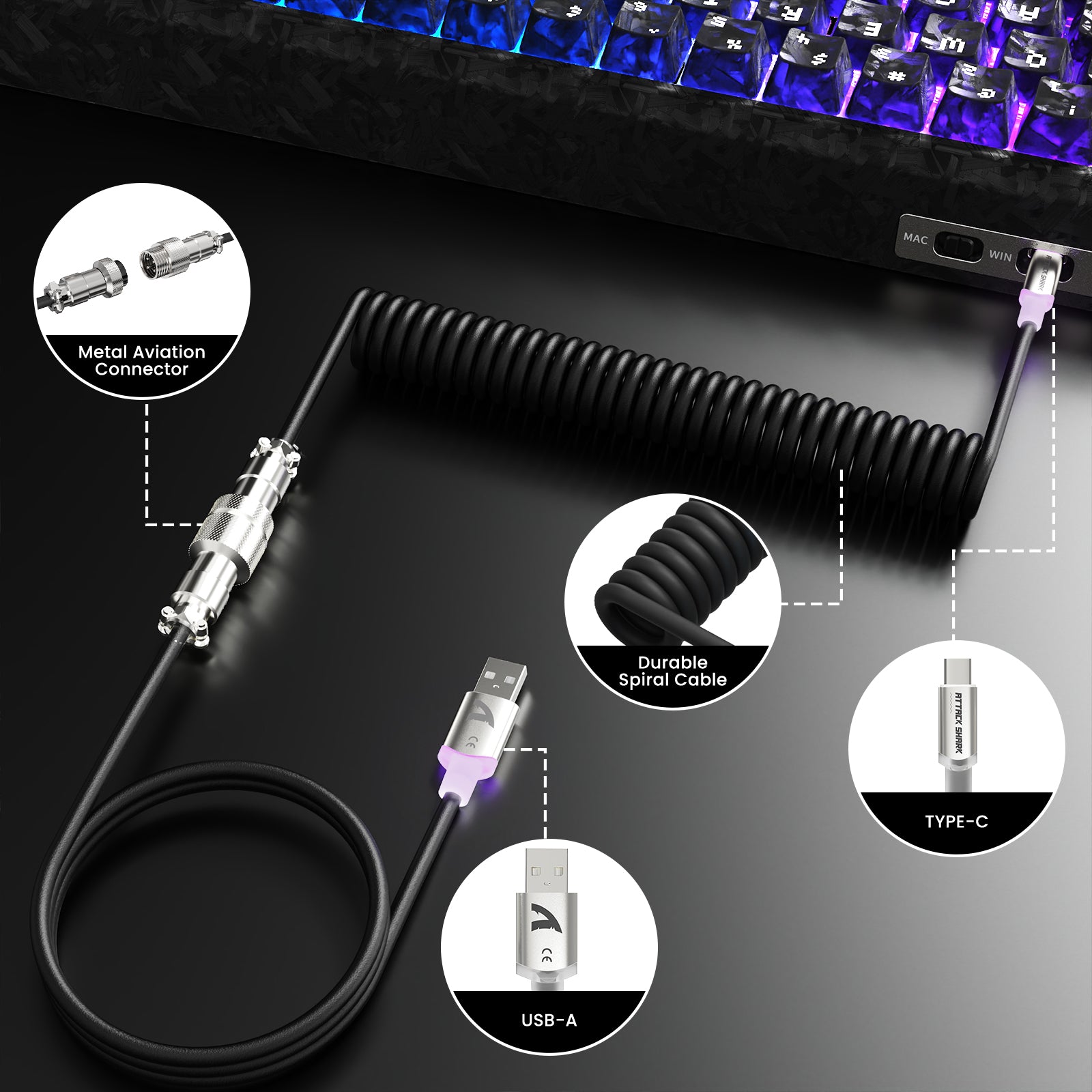 Paquete gaming ATTACK SHARK R68 HE & X11 ULTRA de fibra de carbono con cable en espiral C01 ULTRA