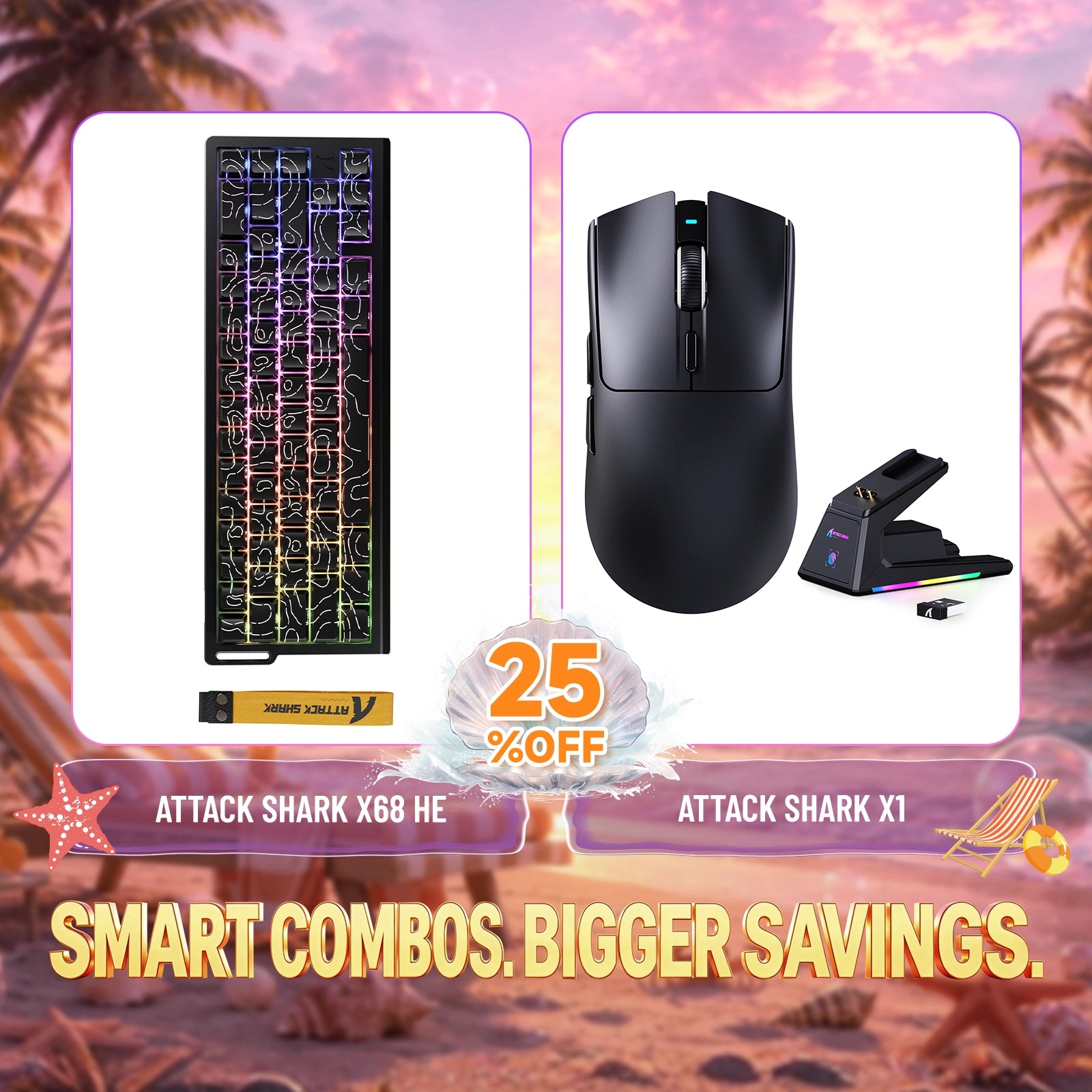 Paquete ATTACK SHARK X68HE teclado Rapid Trigger + ratón para juegos inalámbrico X1