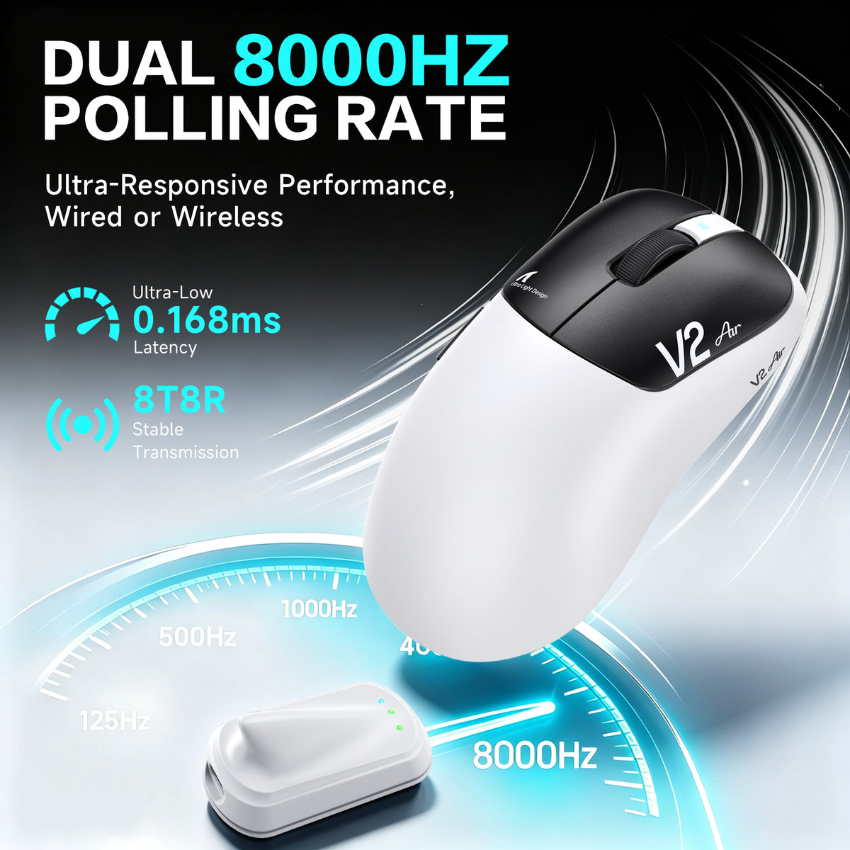 ATTACK SHARK V2 AIR PAW3955MAX Ratón inalámbrico ergonómico para gaming