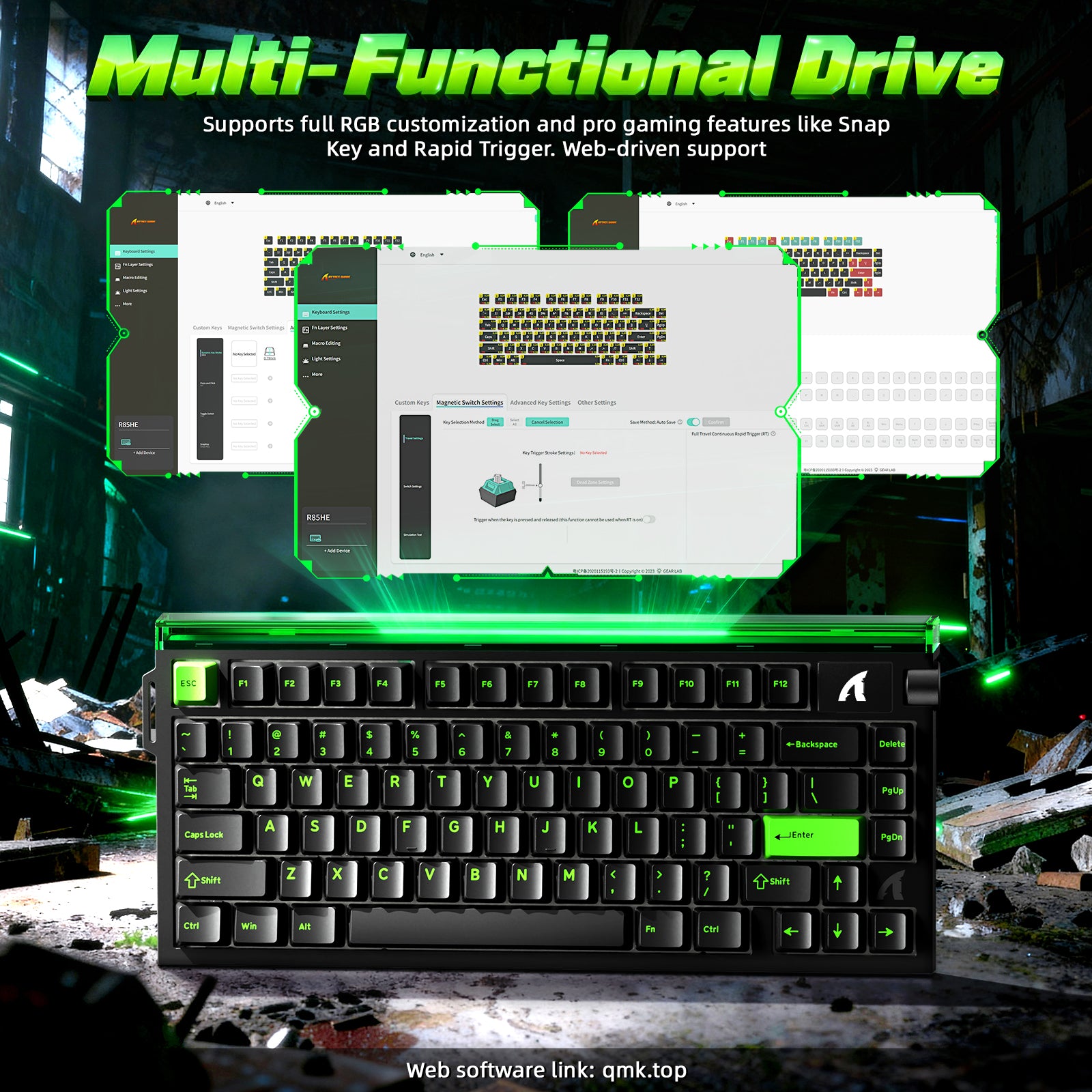 Teclado ATTACK SHARK R85 HE Rapid Trigger con cable LED C01ULTRA
