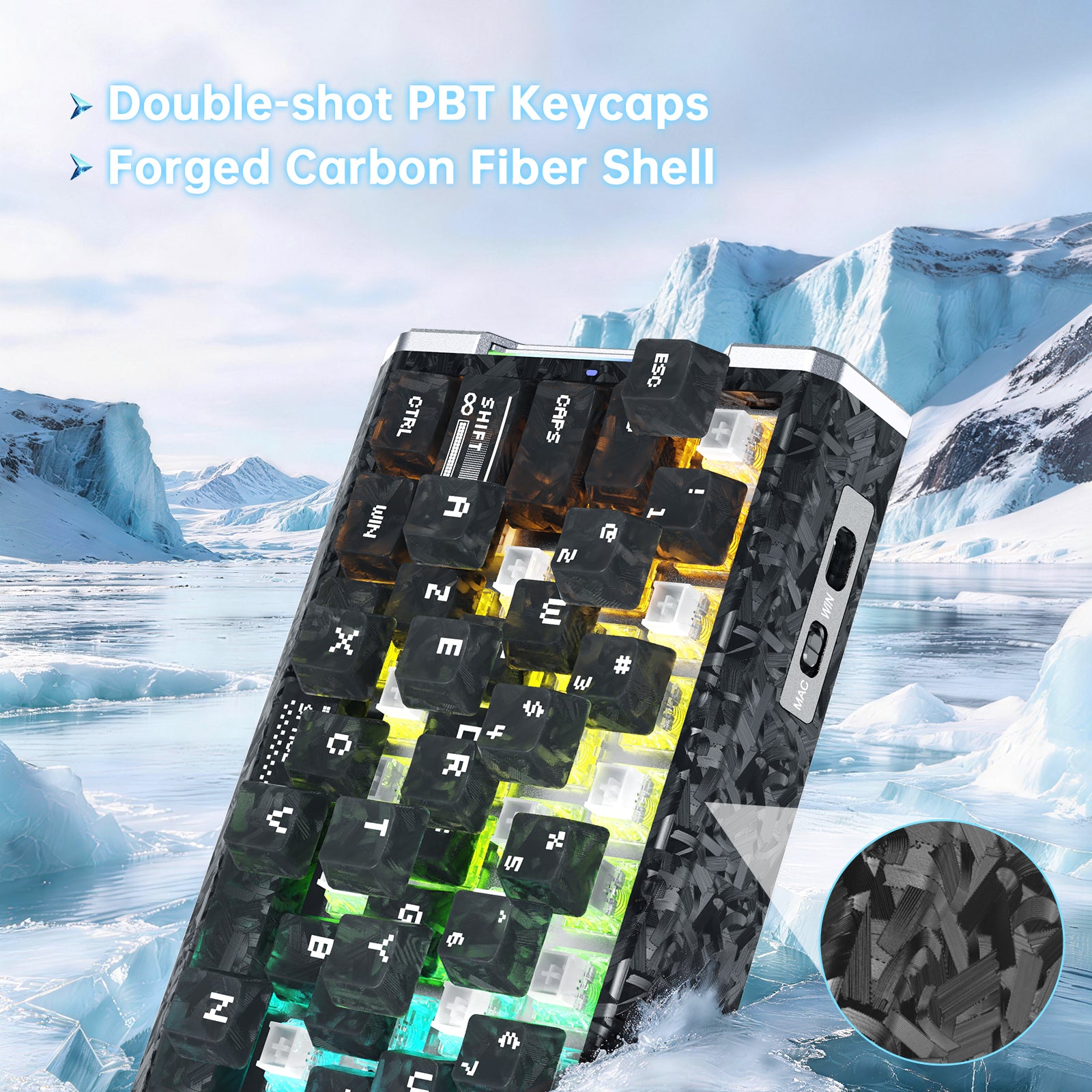 Teclado ATTACK SHARK R68 HE Rapid Trigger con cable en espiral RGB C01 Ultra de fibra de carbono con cableado