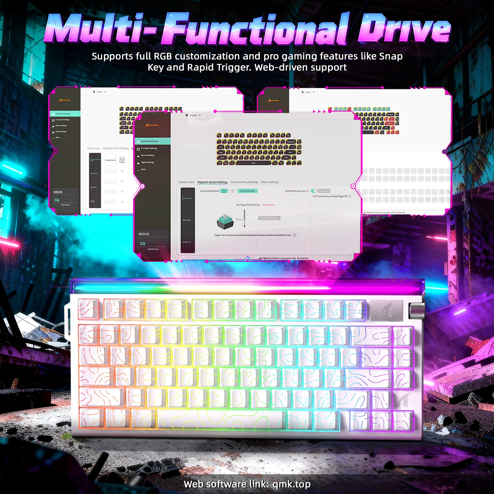 Teclado ATTACK SHARK R85 HE Rapid Trigger con cable LED C01ULTRA