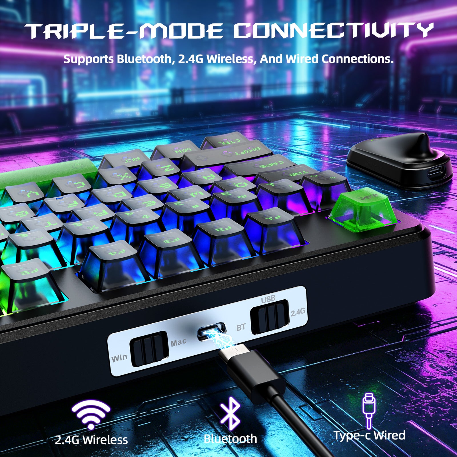 Teclado de juego inalámbrico ATTACK SHARK X87 ULTRA con receptor 8KHz y cable en espiral RGB