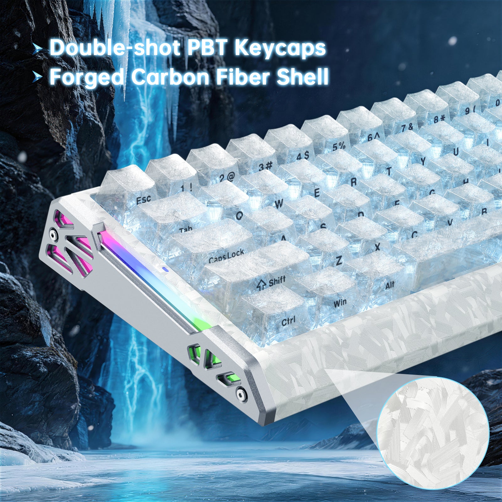 Teclado ATTACK SHARK R68 HE Rapid Trigger con cable en espiral RGB C01 Ultra de fibra de carbono con cableado
