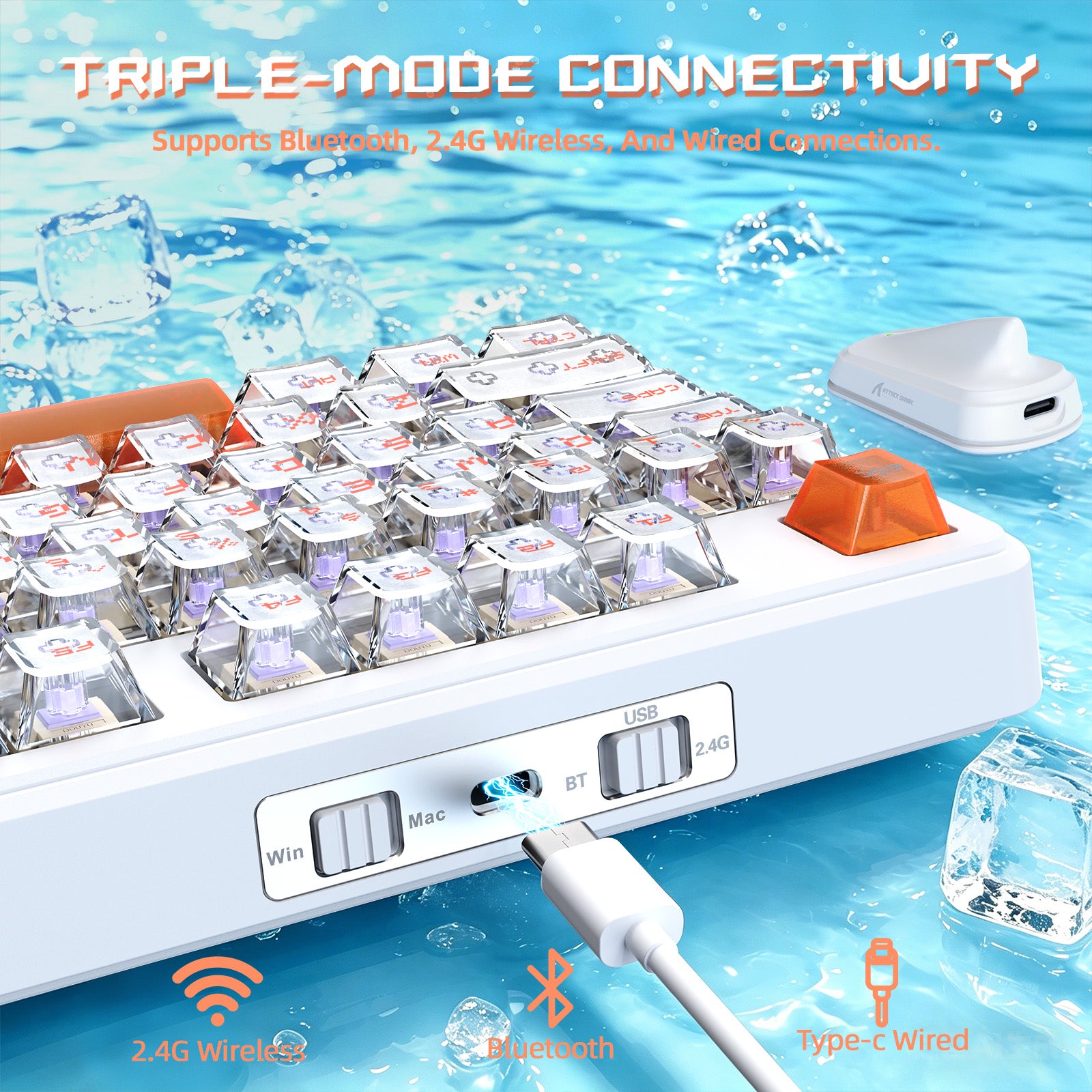 Teclado de juego inalámbrico ATTACK SHARK X87 ULTRA con receptor 8KHz y cable en espiral RGB