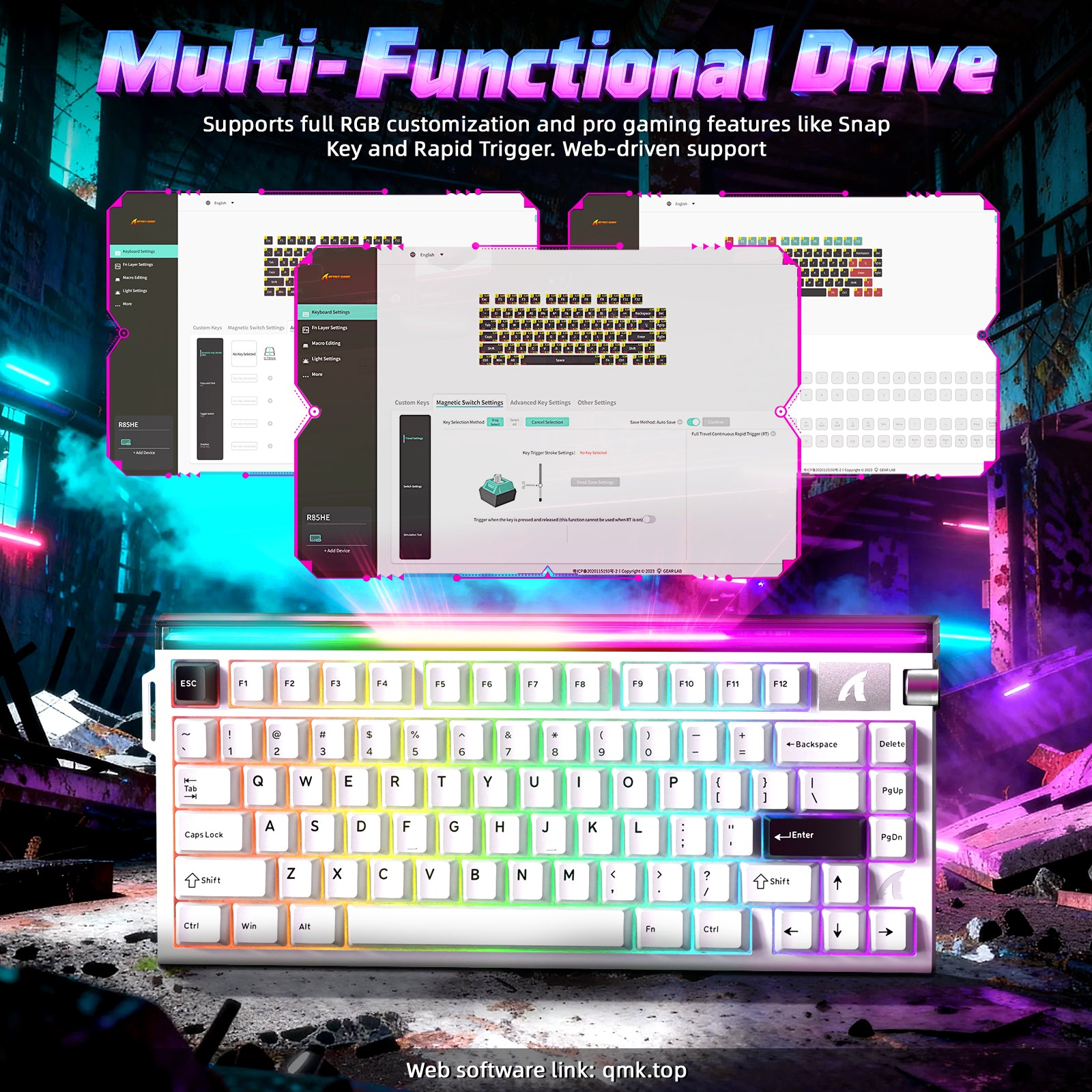 Teclado ATTACK SHARK R85 HE Rapid Trigger con cable LED C01ULTRA