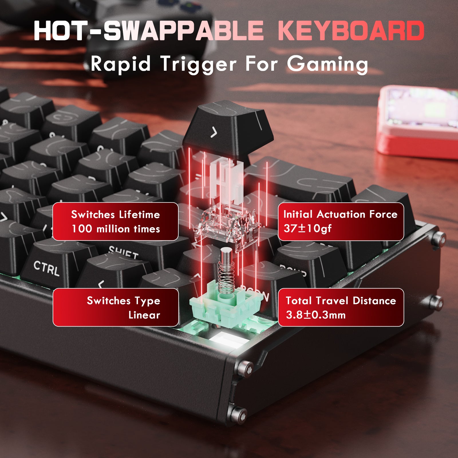 Teclado CNC de aluminio ATTACK SHARK X68MAX HE Rapid Trigger con interruptor magnético y cable en espiral RGB C01Ultra