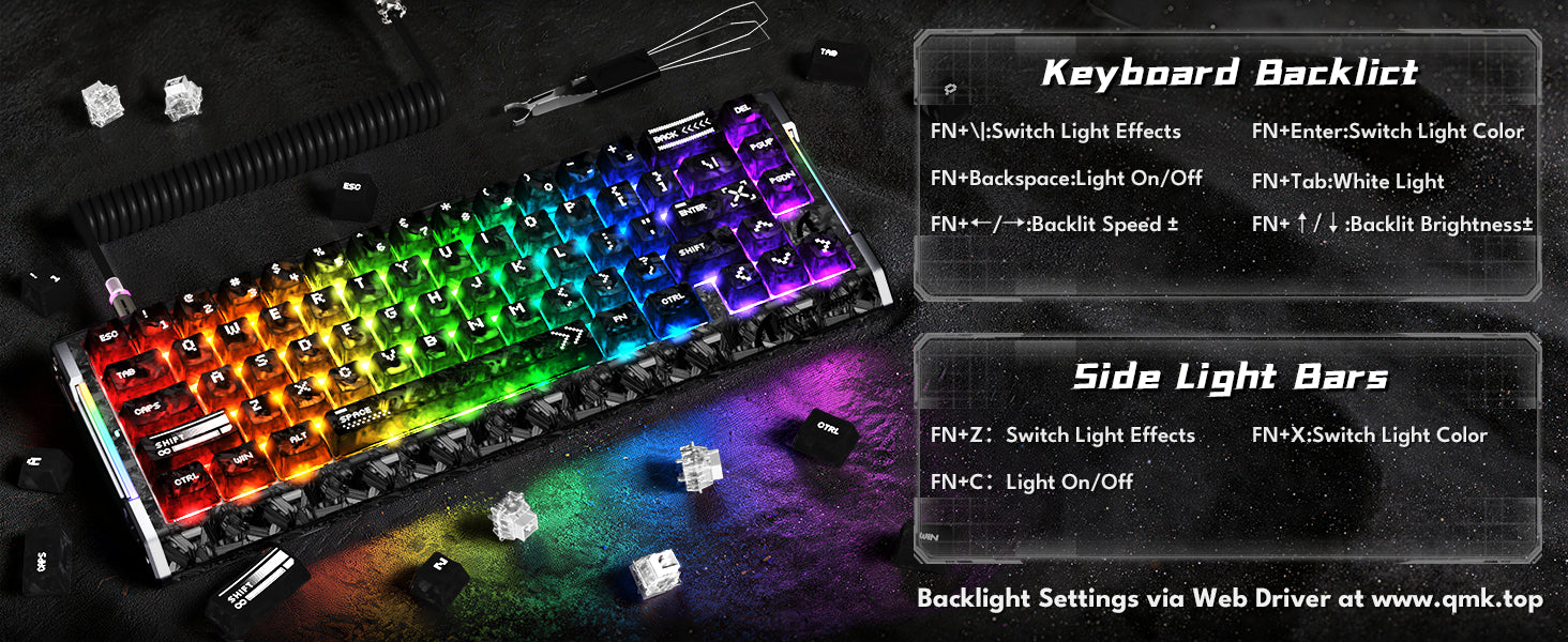 Teclado ATTACK SHARK R68 HE Rapid Trigger con cable en espiral RGB C01 Ultra de fibra de carbono con cableado