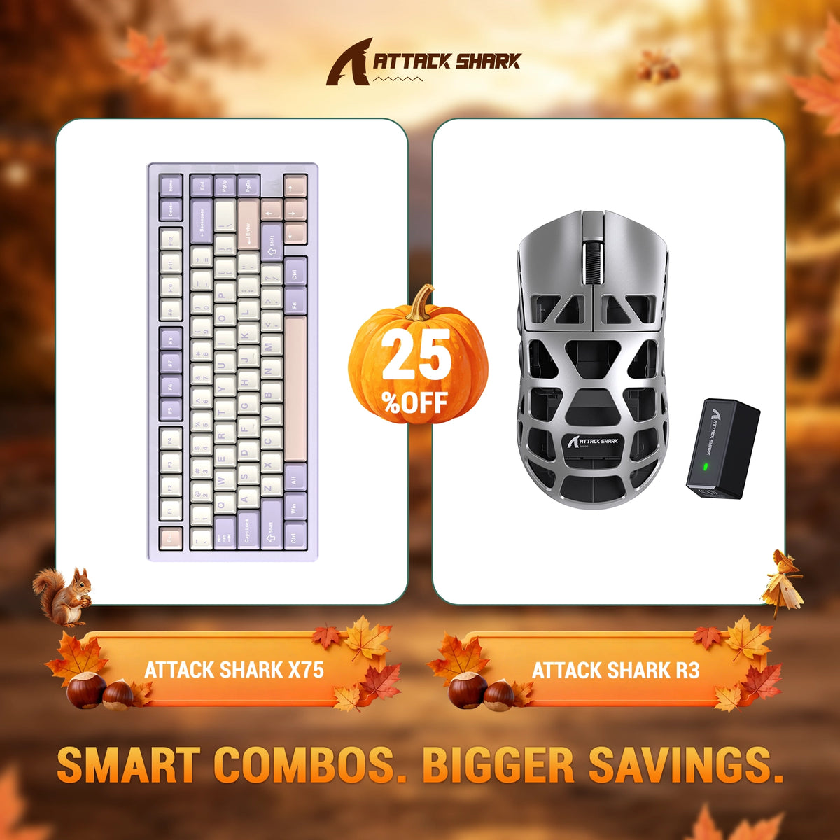 Paquete ATTACK SHARK X75 teclado de aluminio completo + ratón para juegos de aleación de magnesio R3