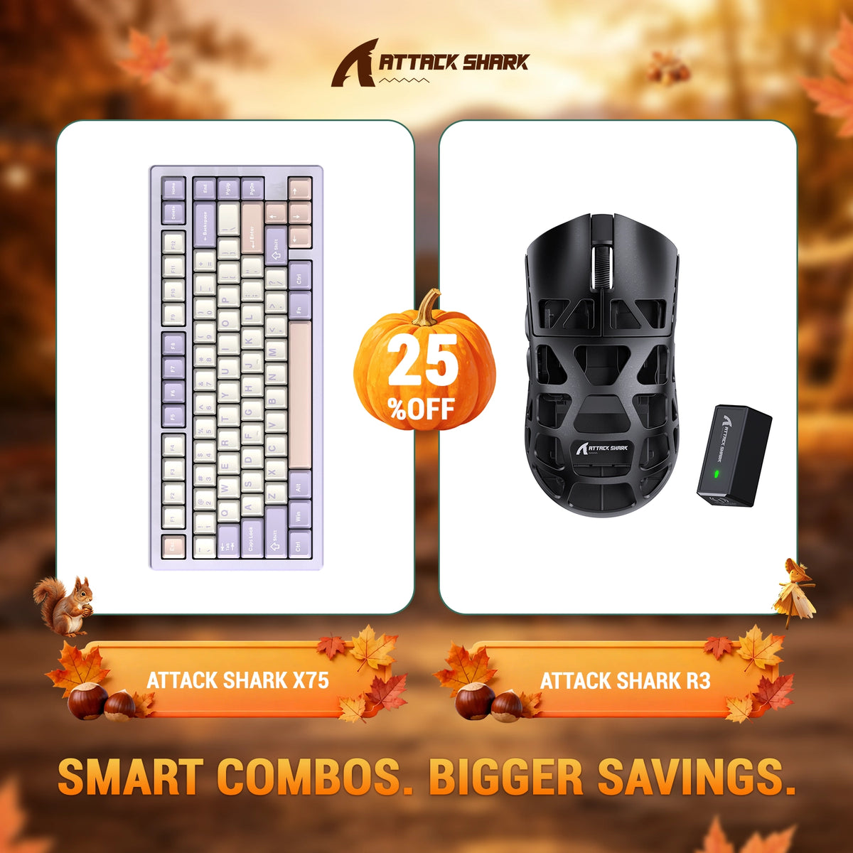 Paquete ATTACK SHARK X75 teclado de aluminio completo + ratón para juegos de aleación de magnesio R3