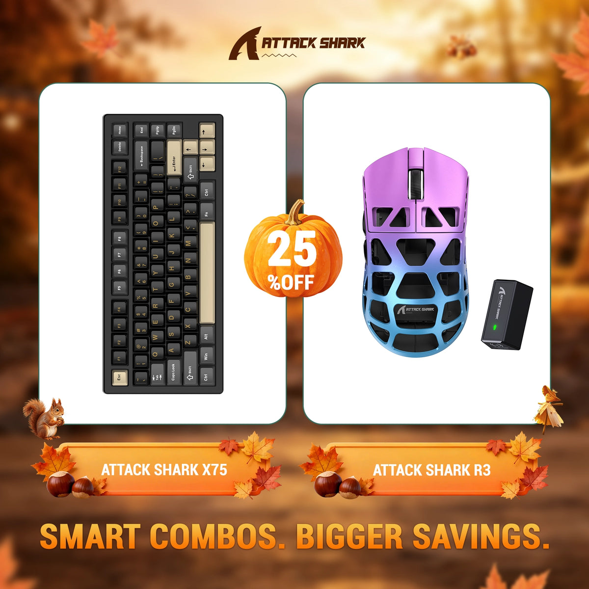 Paquete ATTACK SHARK X75 teclado de aluminio completo + ratón para juegos de aleación de magnesio R3