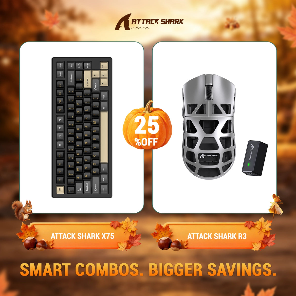 Paquete ATTACK SHARK X75 teclado de aluminio completo + ratón para juegos de aleación de magnesio R3