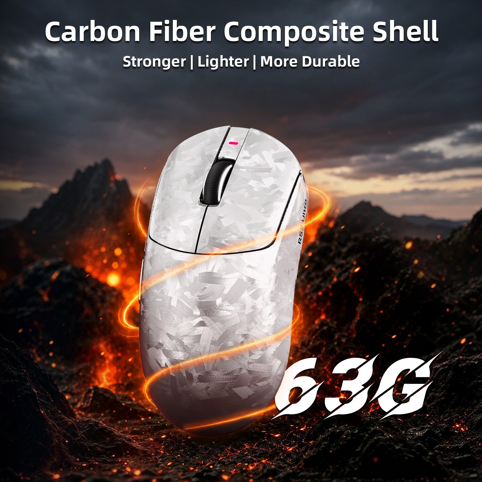 Ratón para juegos inalámbrico ATTACK SHARK RS3 ULTRA Carbon Fiber PAW3955MAX con cable LED Ultra C06