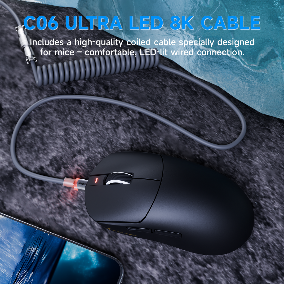 Ratón gaming inalámbrico triplомodo ATTACK SHARK X8 PLUS con cable C06 ULTRA