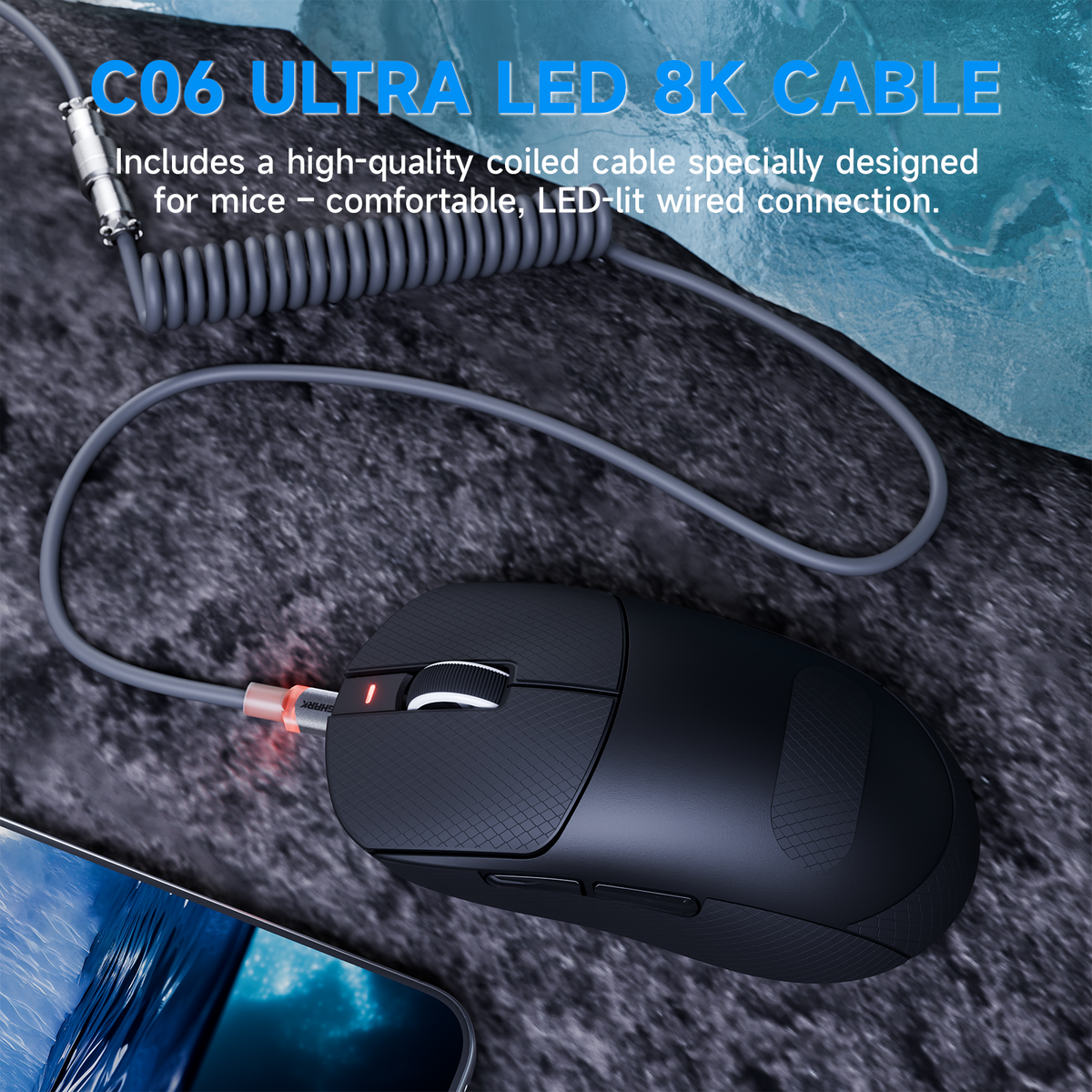Ratón gaming inalámbrico triplомodo ATTACK SHARK X8 PLUS con cable C06 ULTRA