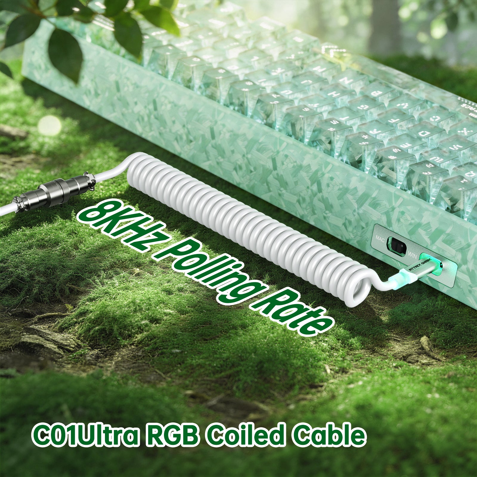 Teclado ATTACK SHARK R68 HE Rapid Trigger con cable en espiral RGB C01 Ultra de fibra de carbono con cableado