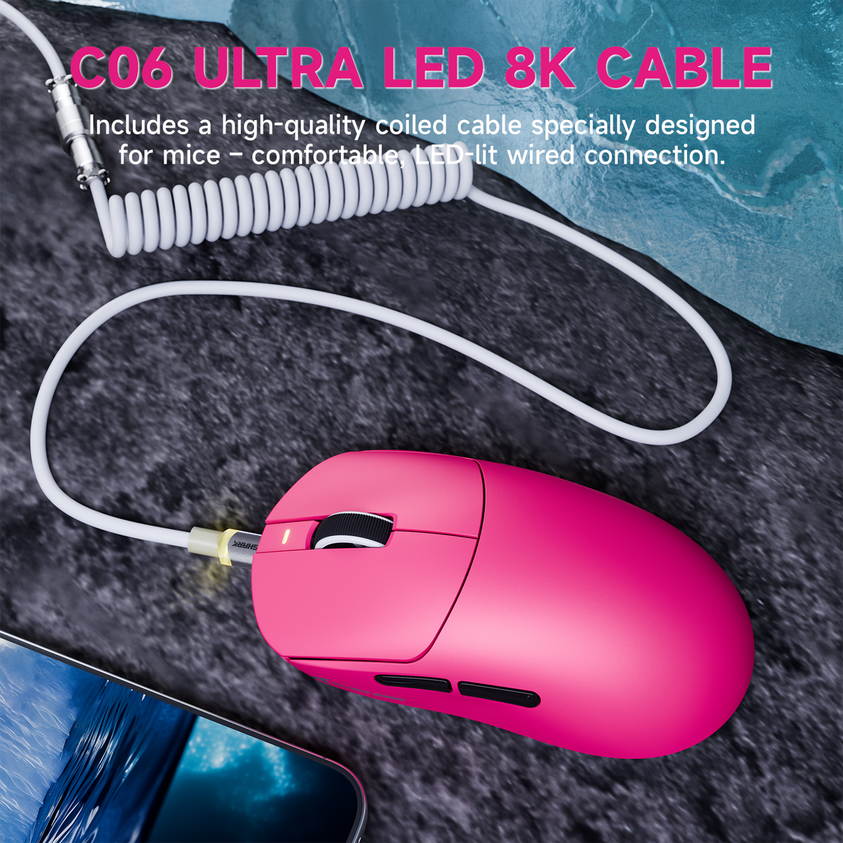 Ratón gaming inalámbrico triplомodo ATTACK SHARK X8 PLUS con cable C06 ULTRA