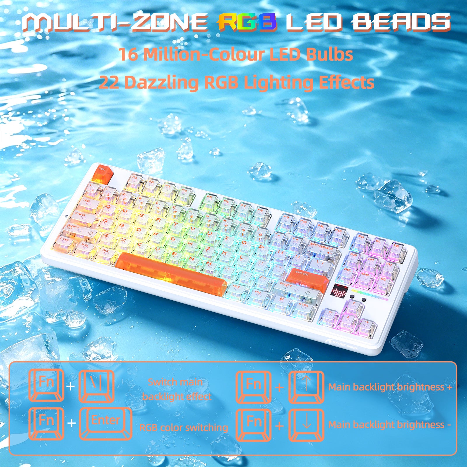Teclado de juego inalámbrico ATTACK SHARK X87 ULTRA con receptor 8KHz y cable en espiral RGB