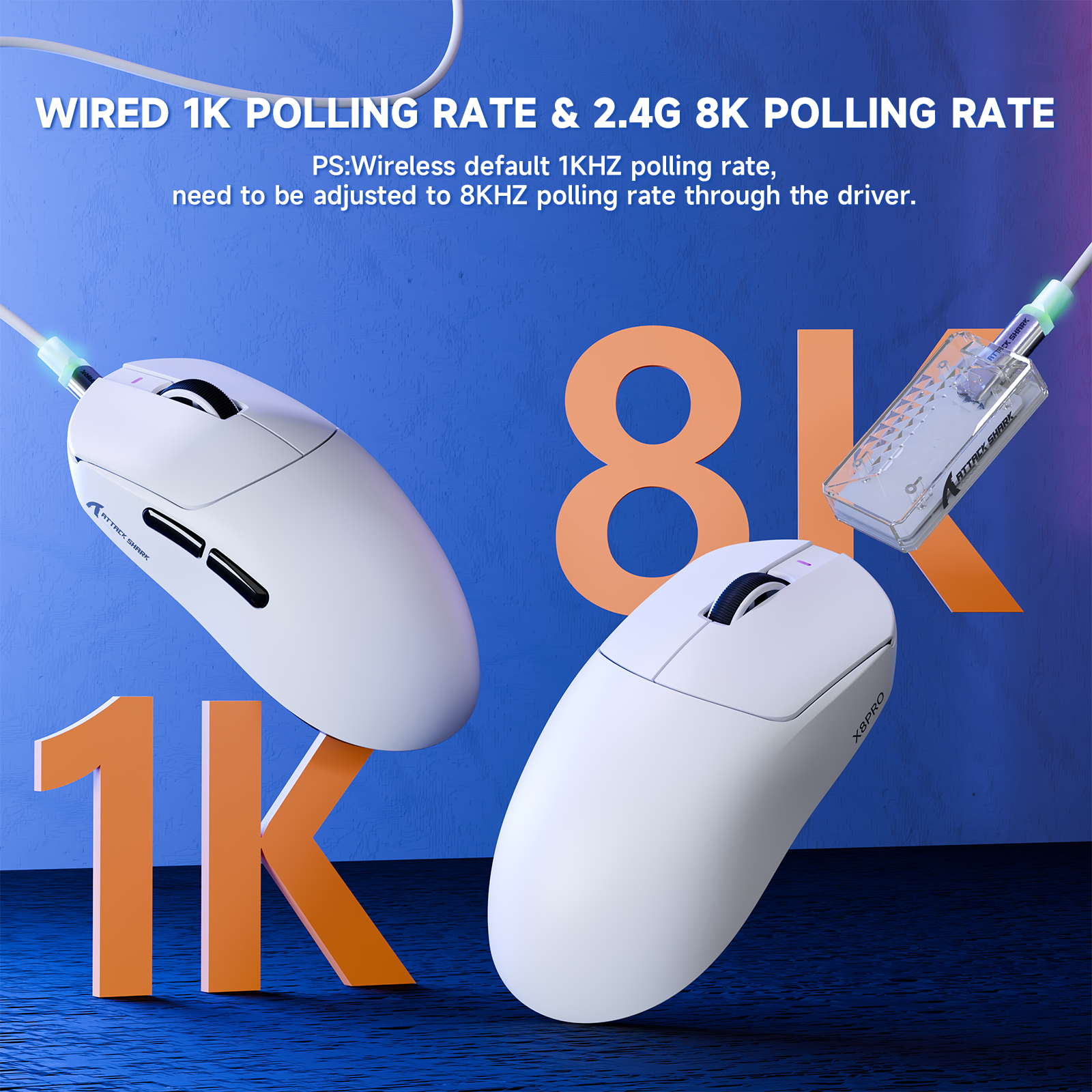 Ratón gaming inalámbrico ultra ligero ATTACK SHARK X8PRO y cable C06ULTRA