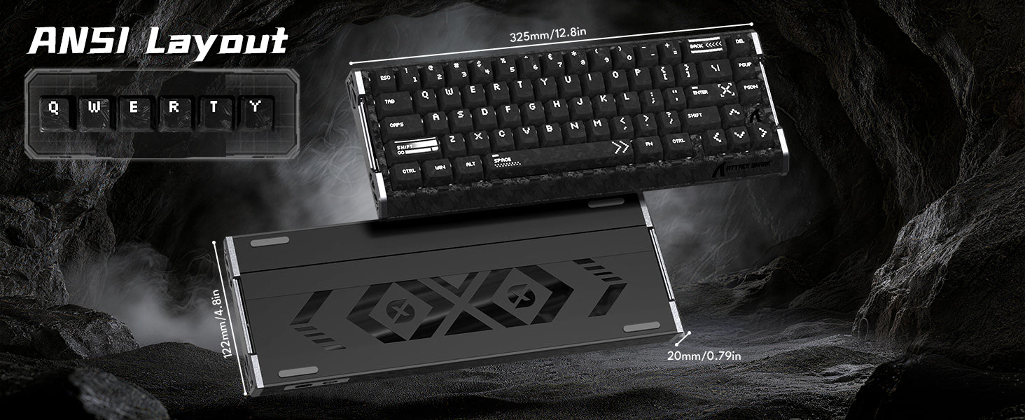 Teclado ATTACK SHARK R68 HE Rapid Trigger con cable en espiral RGB C01 Ultra de fibra de carbono con cableado