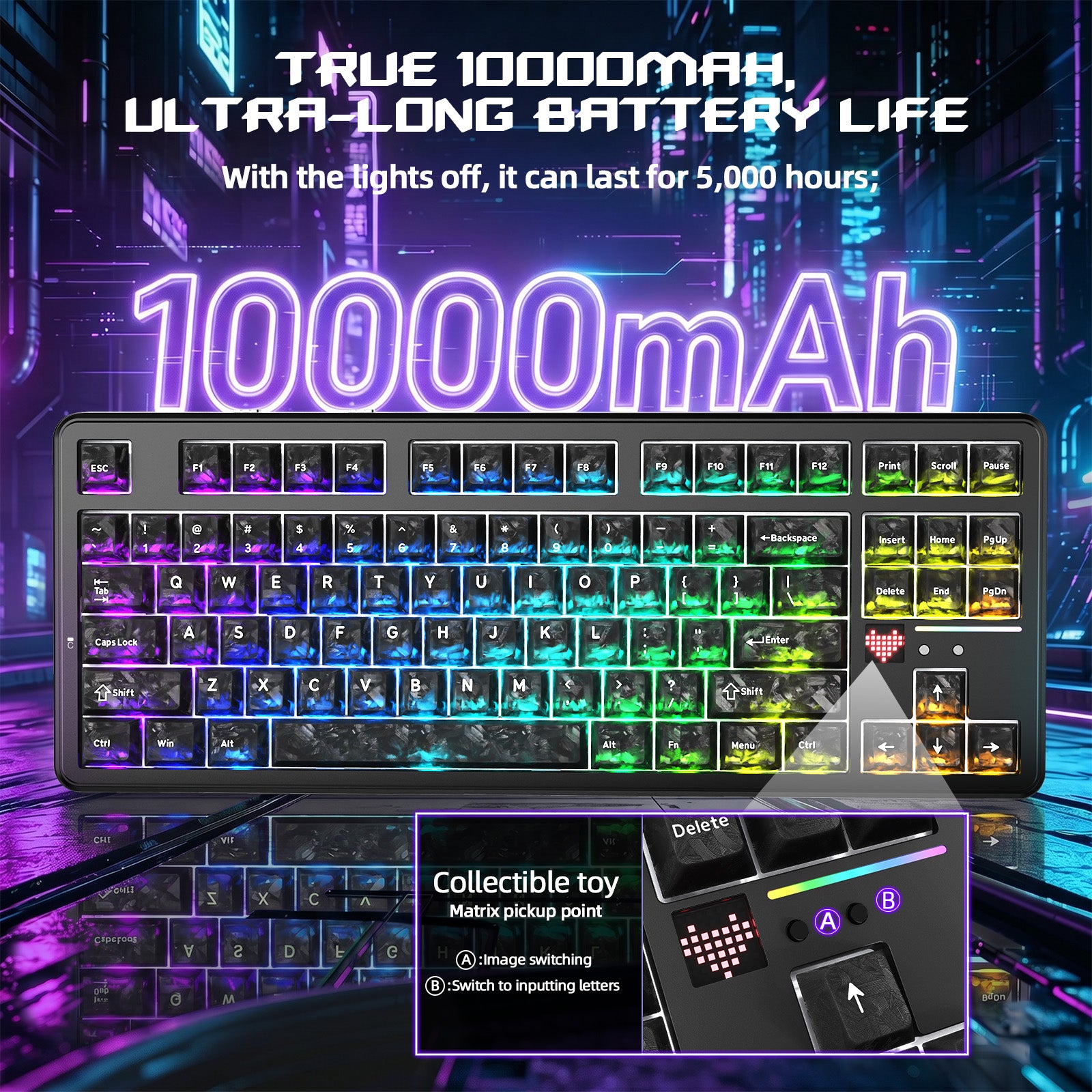 Teclado de juego inalámbrico ATTACK SHARK X87 ULTRA con receptor 8KHz y cable en espiral RGB