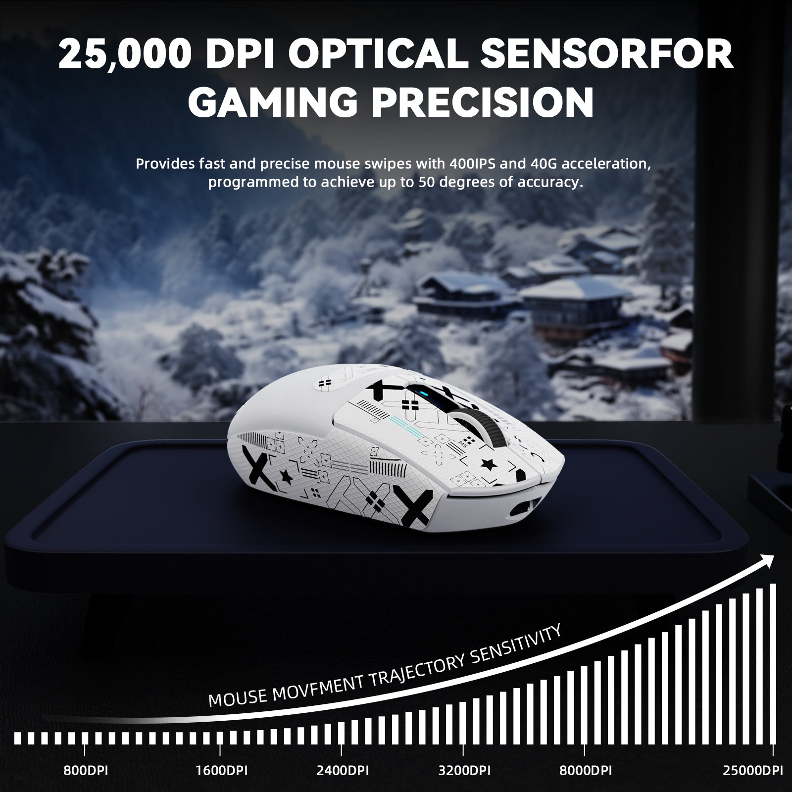 Ratón inalámbrico para juegos ATTACK SHARK G3 PRO de triple modo con base de carga 25000 DPI Ultra ligero