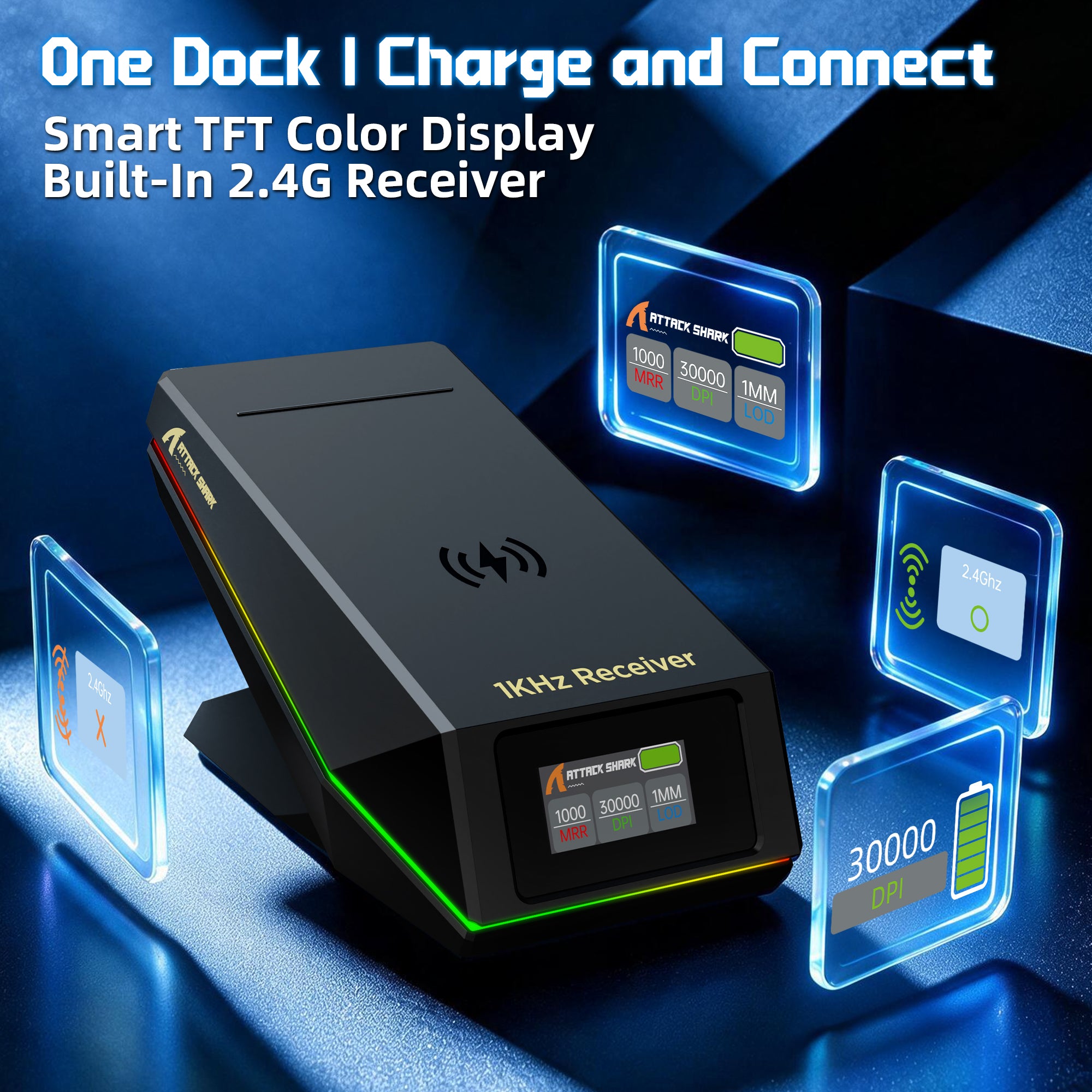 Ratón inalámbrico para juegos ATTACK SHARK X11 PRO V2 con base de carga y pantalla TFT