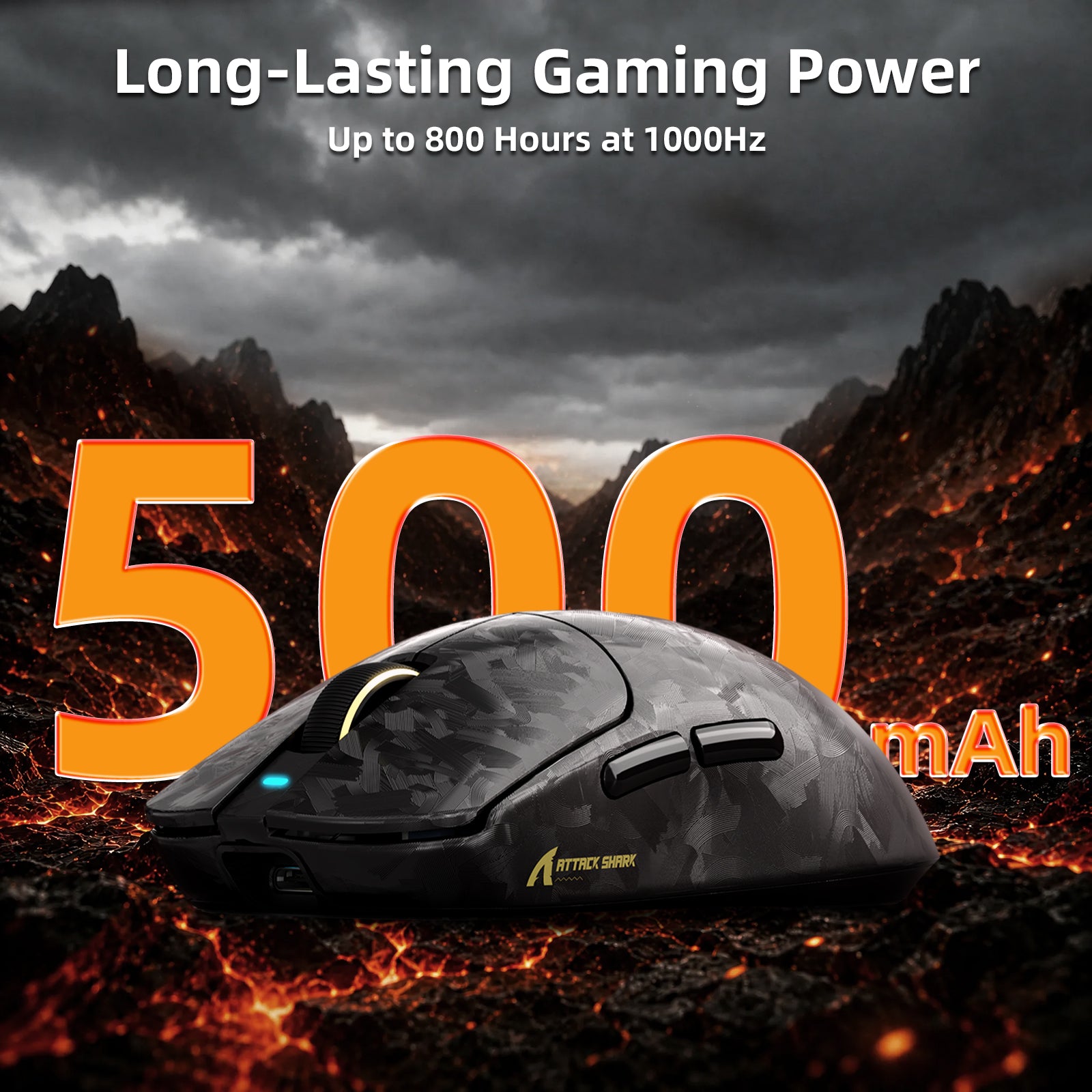 Ratón para juegos inalámbrico ATTACK SHARK RS3 ULTRA Carbon Fiber PAW3955MAX con cable LED Ultra C06