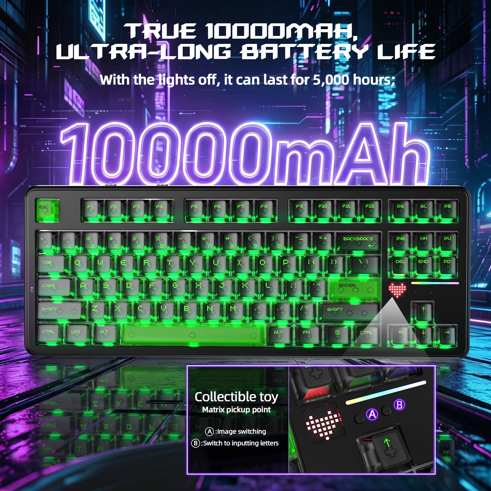 Teclado de juego inalámbrico ATTACK SHARK X87 ULTRA con receptor 8KHz y cable en espiral RGB