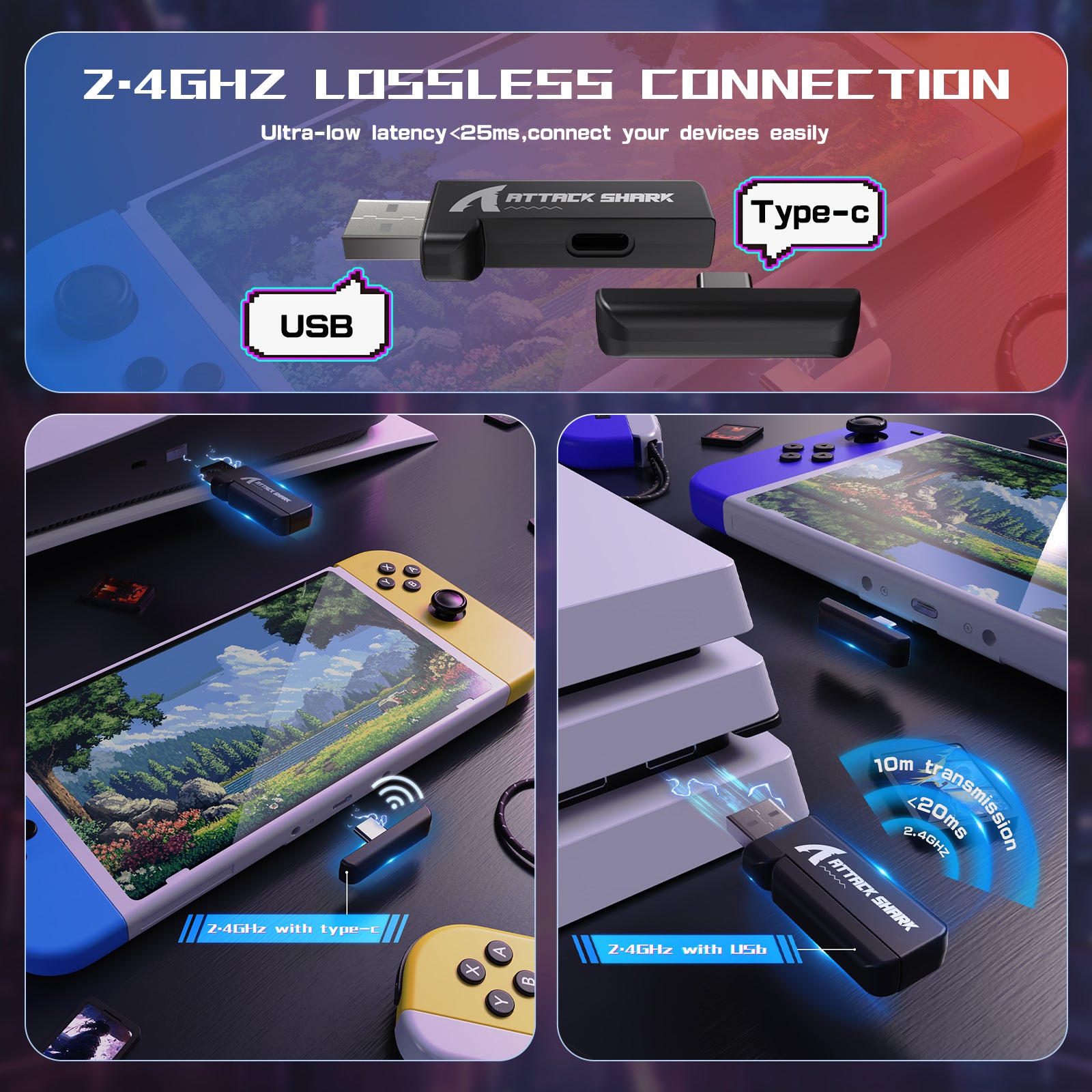 Auriculares para juegos tri-modo Ultra ligeros ATTACK SHARK L60