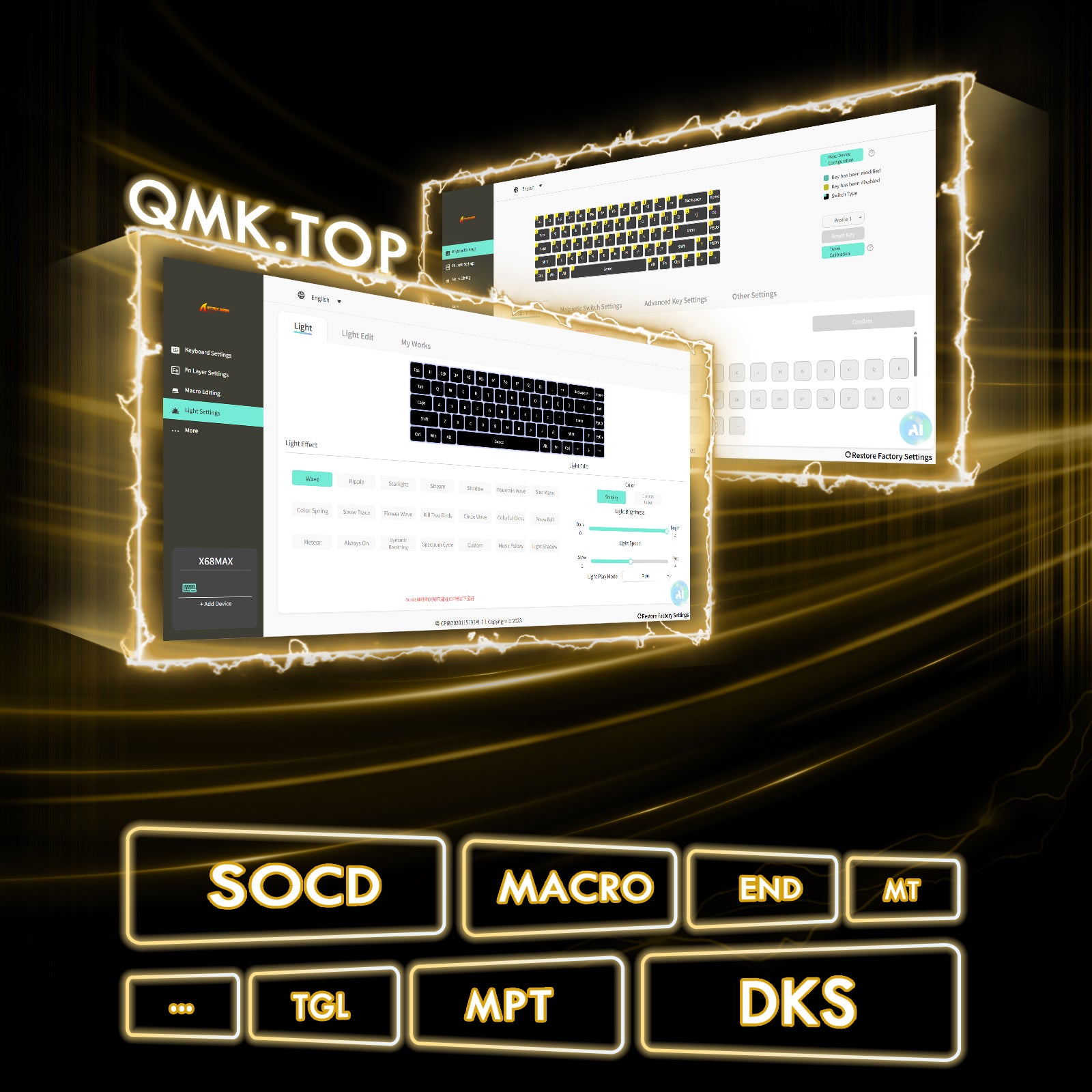Teclado CNC de aluminio ATTACK SHARK X68MAX HE Rapid Trigger con interruptor magnético y cable en espiral RGB C01Ultra