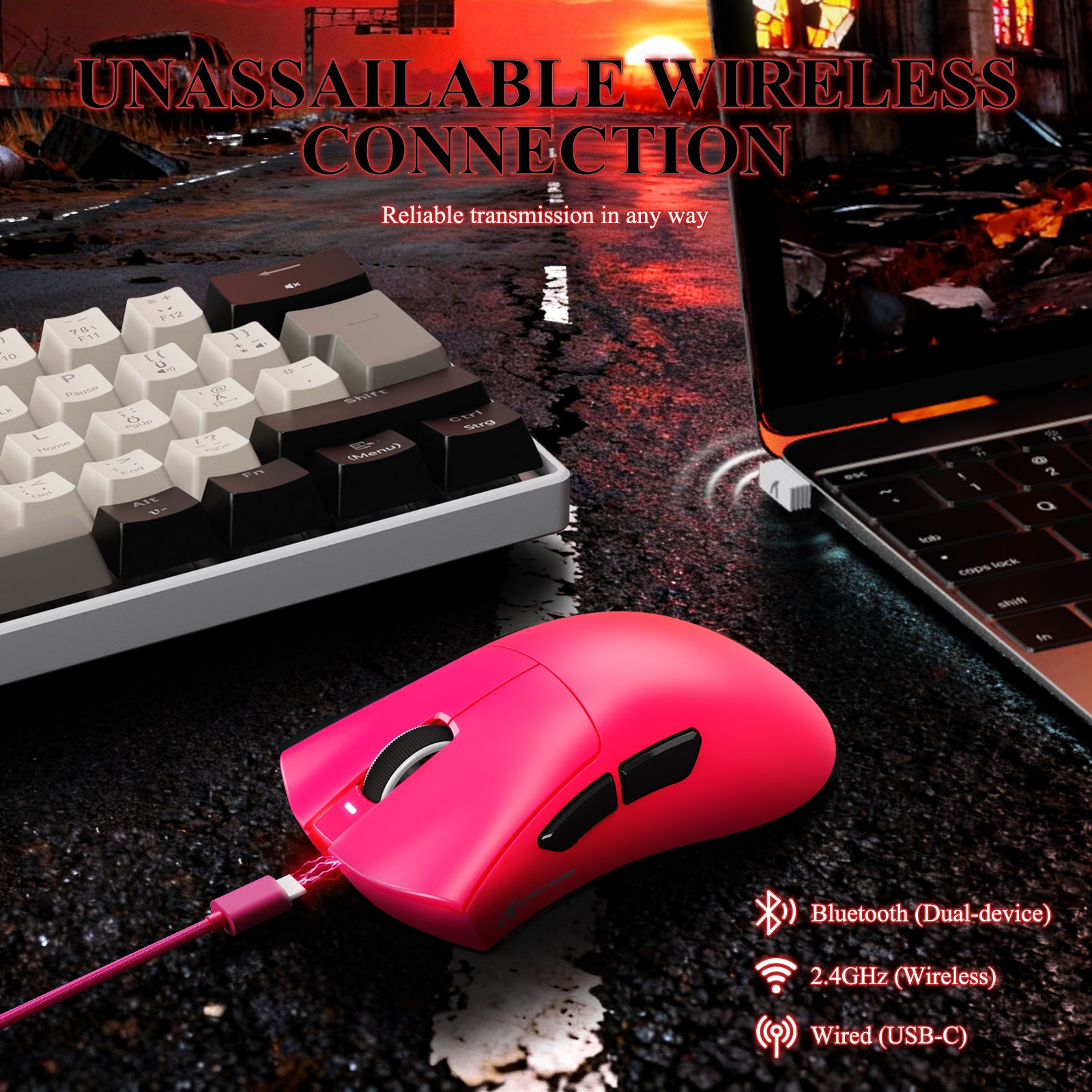 Ratón gaming tri-modo ultra ligero ATTACK SHARK V3PRO con base de carga