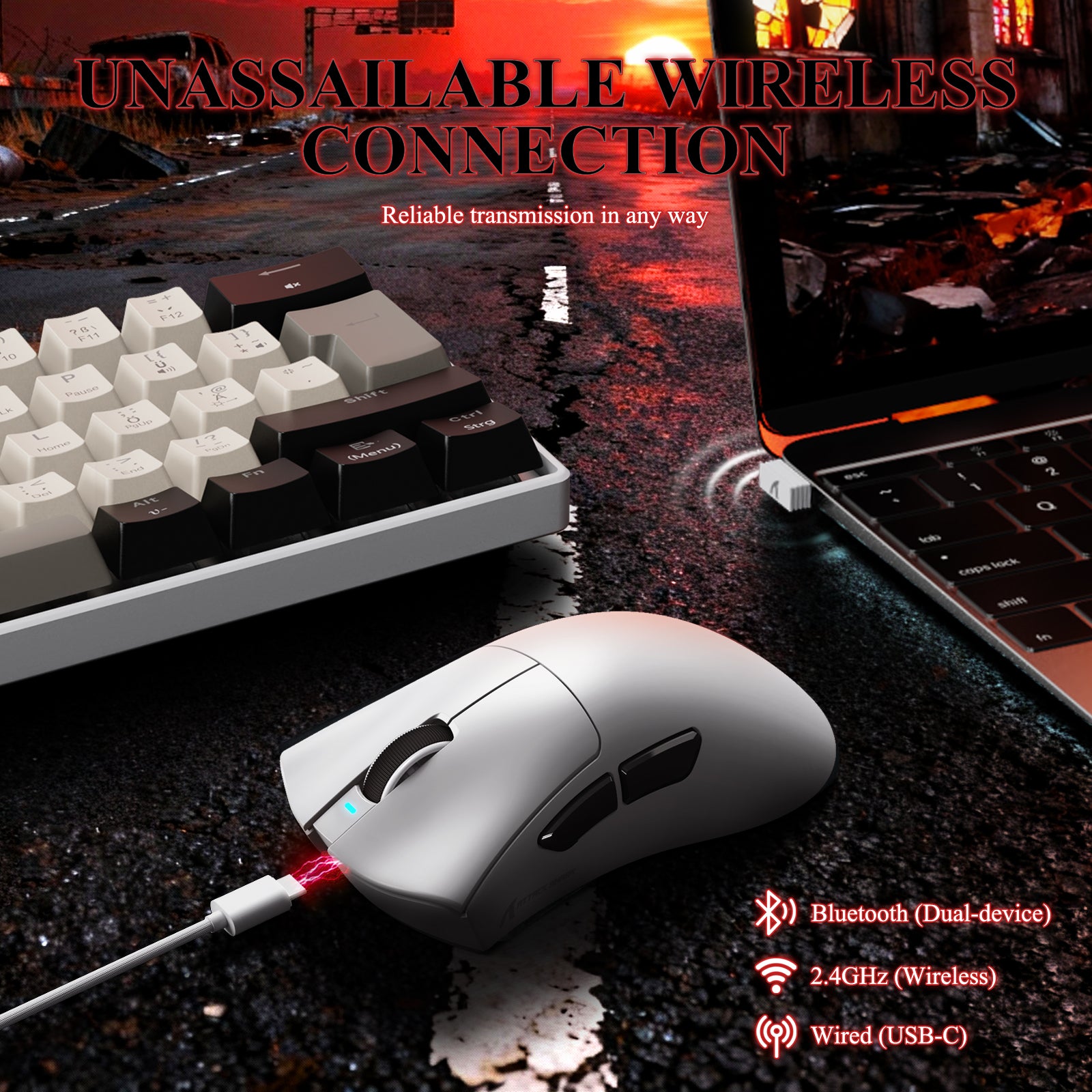 Ratón gaming tri-modo ultra ligero ATTACK SHARK V3PRO con base de carga
