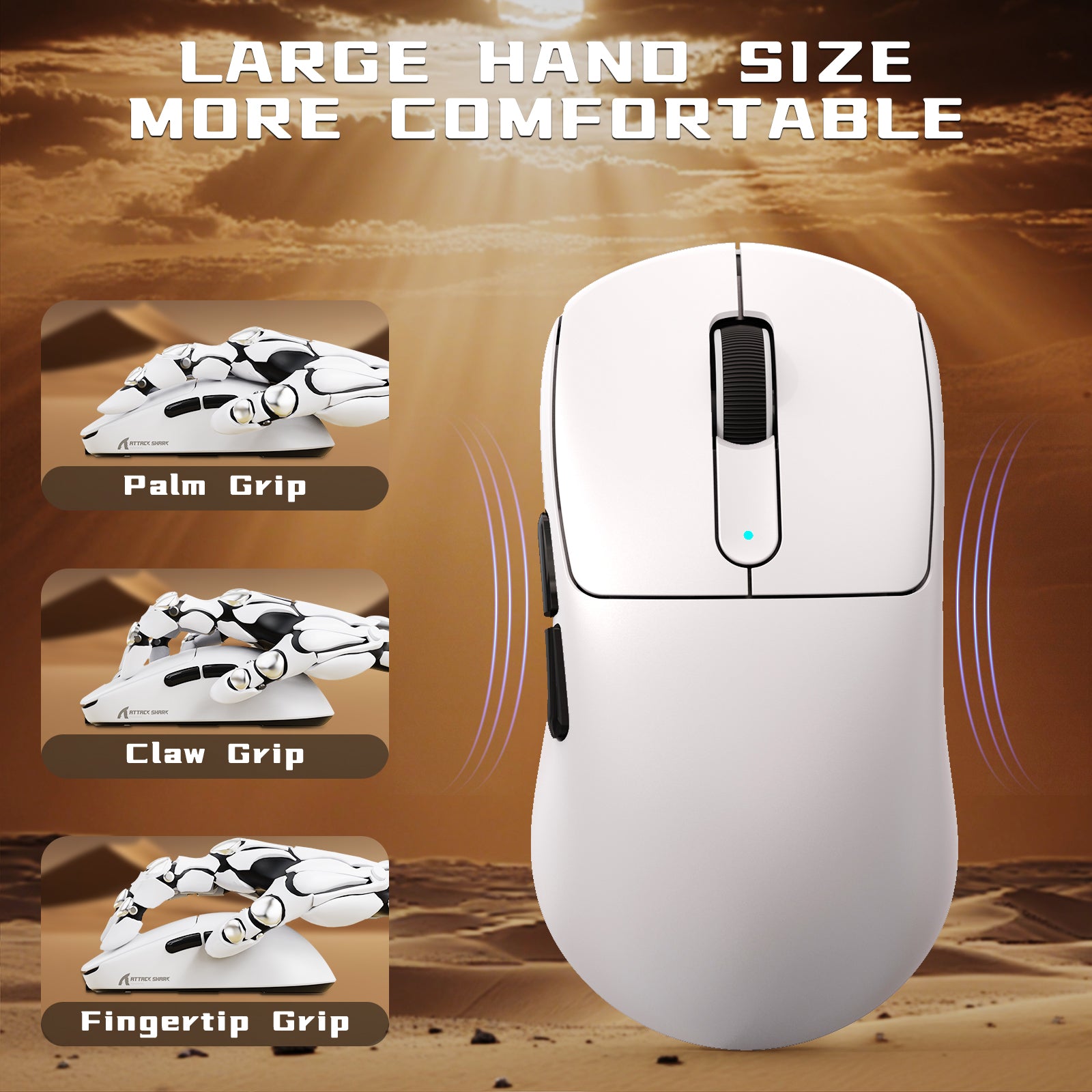 Ratón gaming inalámbrico ATTACK SHARK V5 8KHz PAW3950MAX con cable C06 Ultra