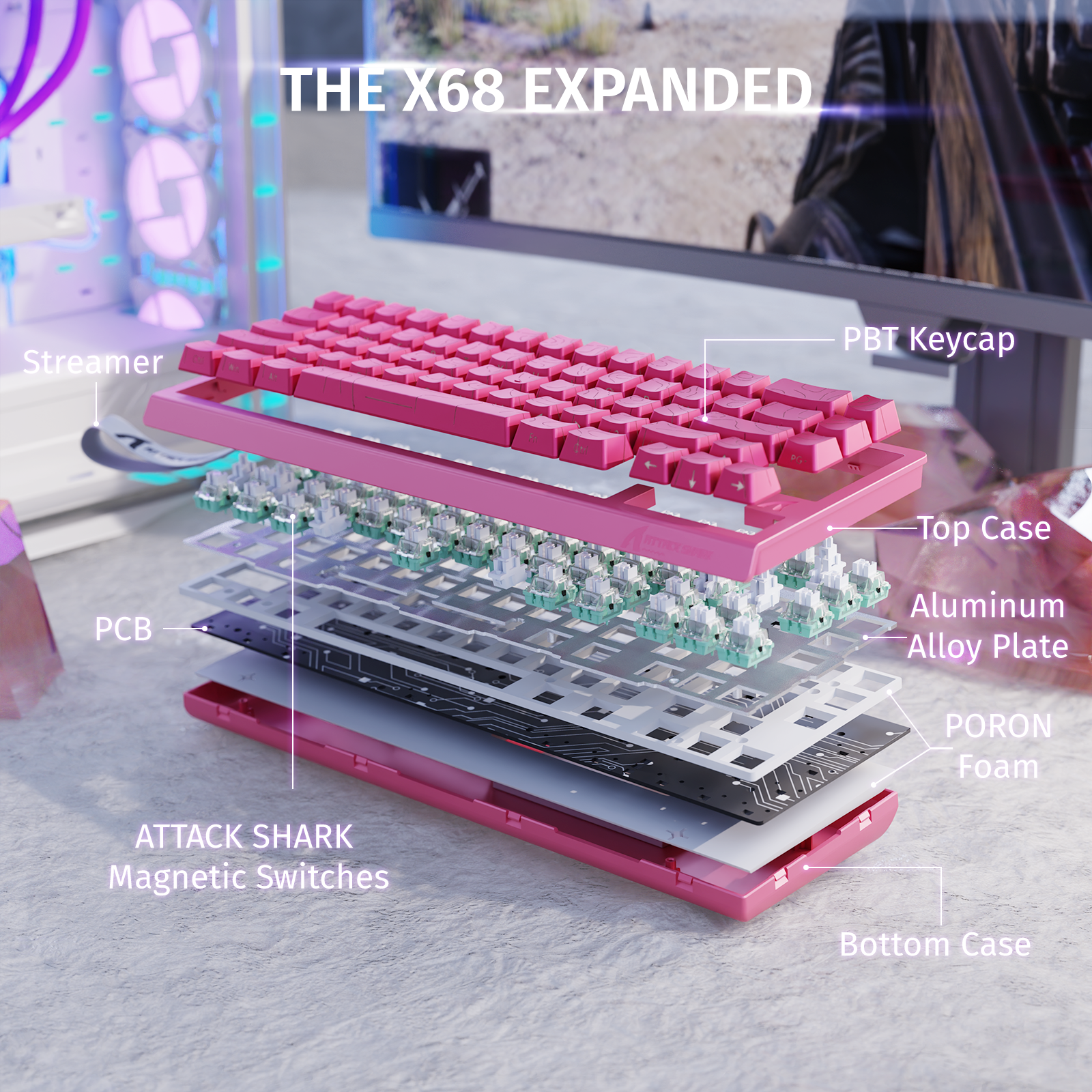 ATTACK SHARK X68 HE Teclado de Disparo Rápido con Interruptor Magnético