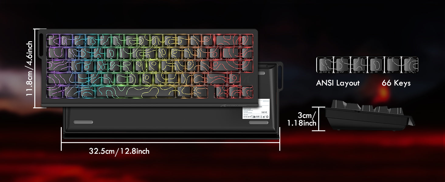 ATTACK SHARK X68PRO HE Teclado Inalámbrico de Disparo Rápido con Cable Enrollado