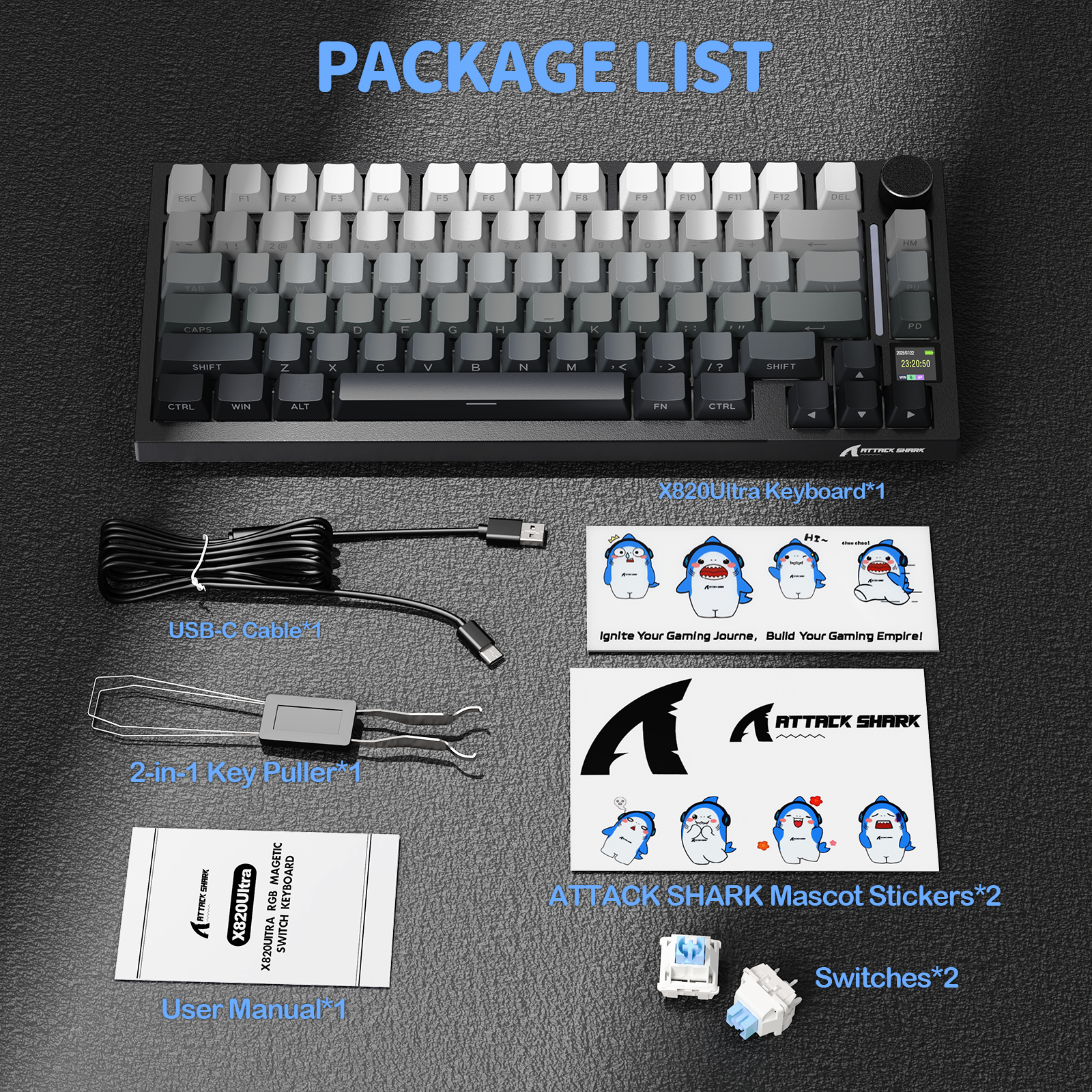 Teclado mecánico tri-modo ATTACK SHARK X820Ultra con junta
