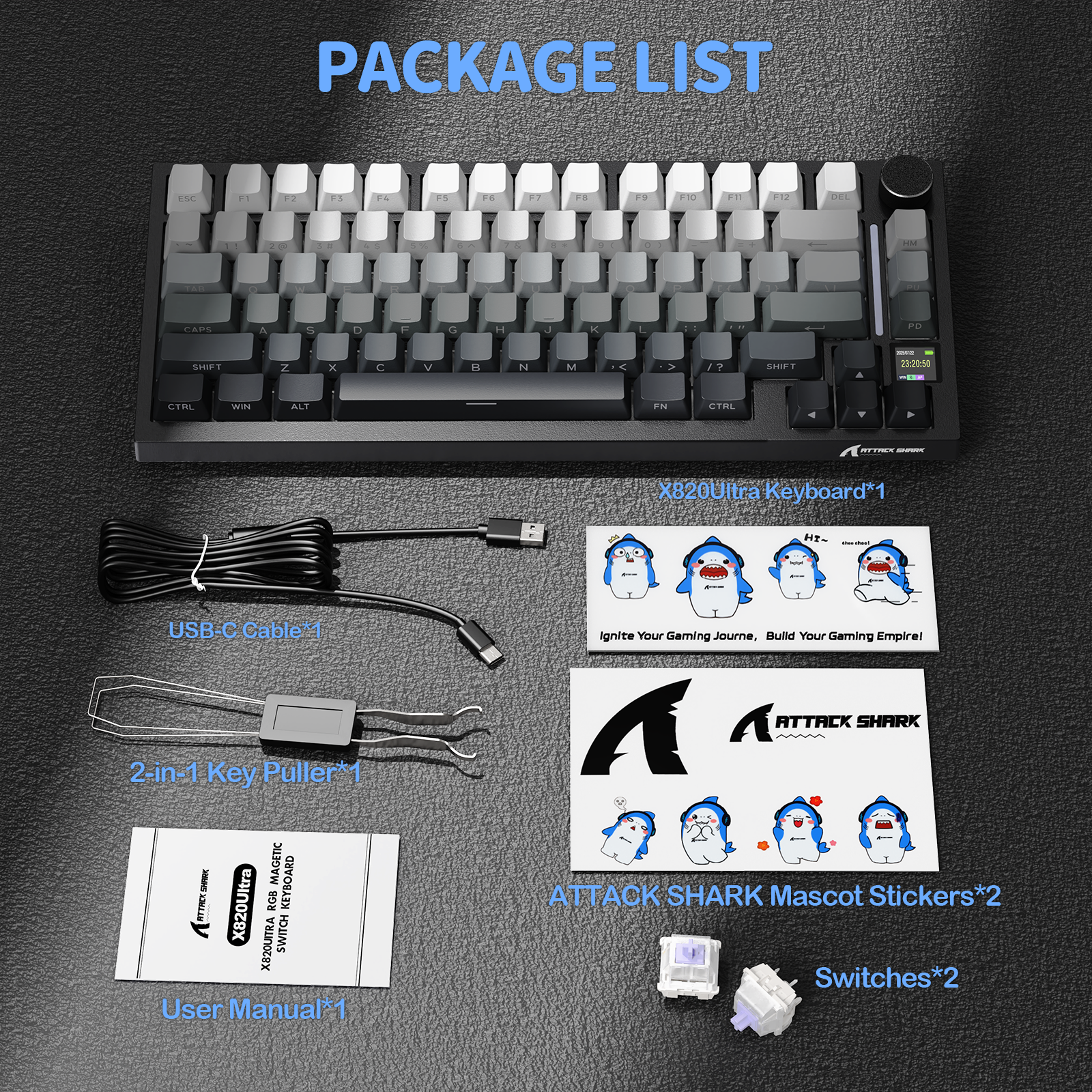 Teclado mecánico tri-modo ATTACK SHARK X820Ultra con junta
