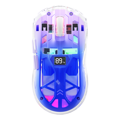 ATTACK SHARK A2 Ratón Inalámbrico Transparente RGB con Indicador de Nivel de Batería