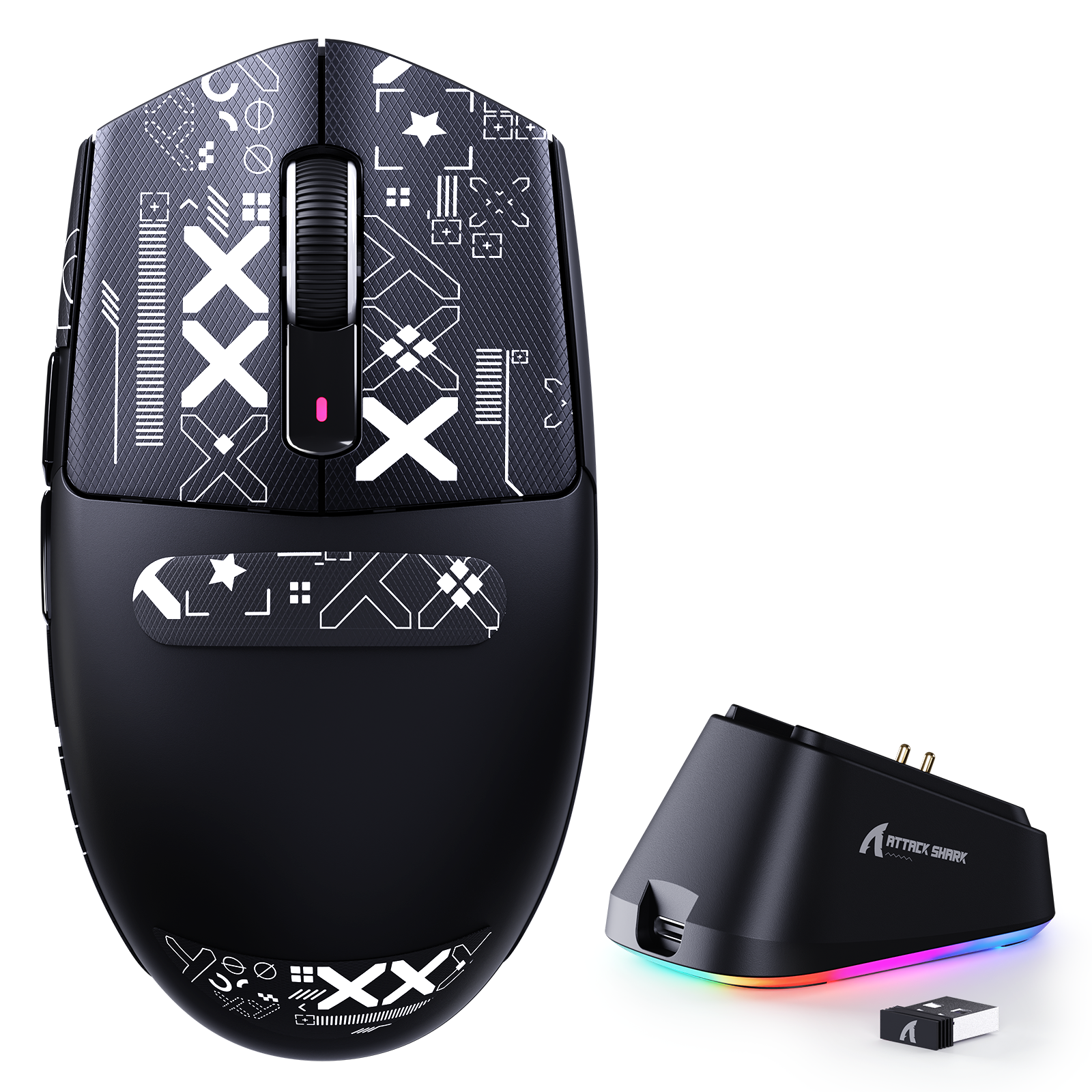 Ratón para juegos inalámbrico tri-modo ATTACK SHARK G3PRO con base de carga 25000 DPI ultraligero