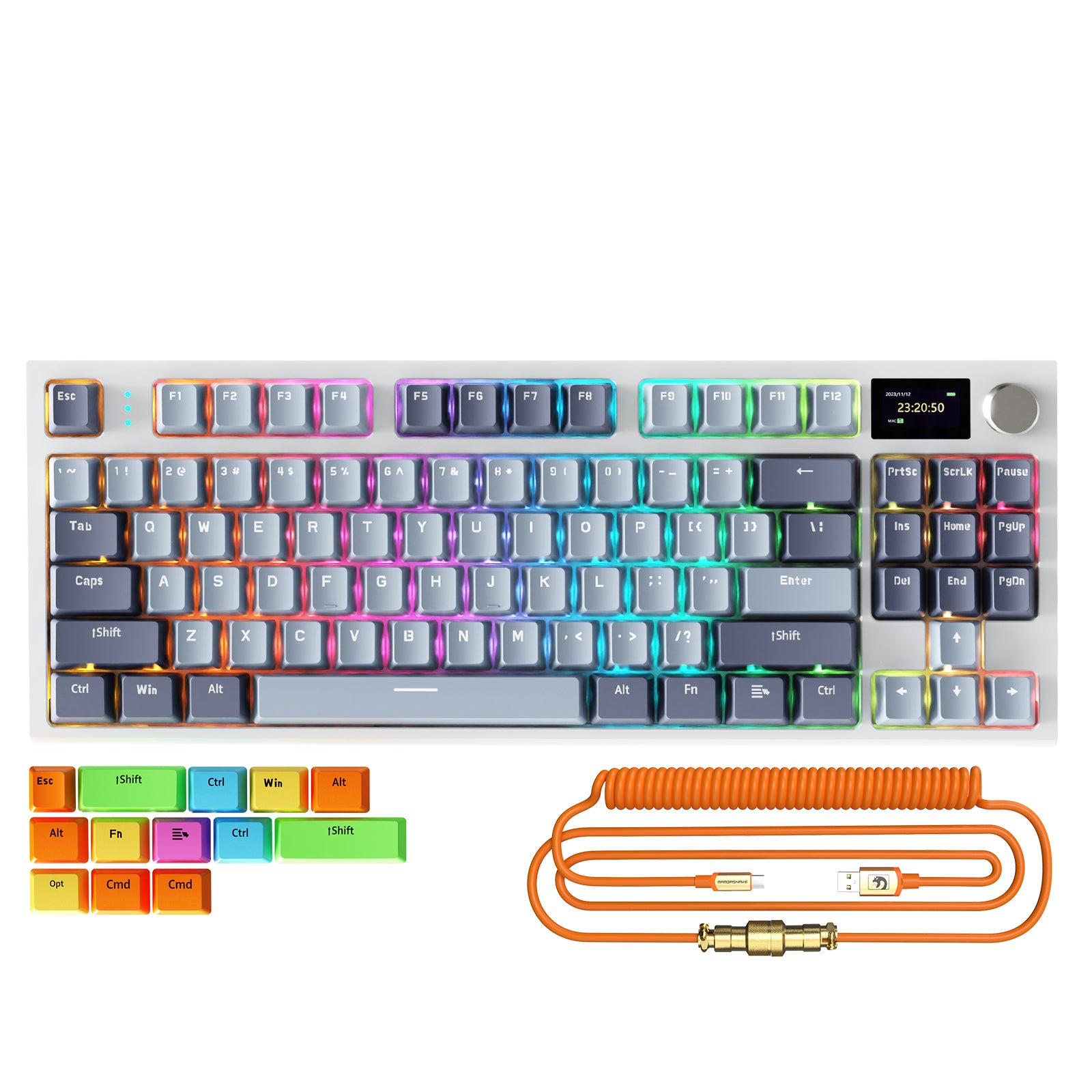 ATTACK SHARK K86 Teclado Mecánico Inalámbrico con Cable Enrollado